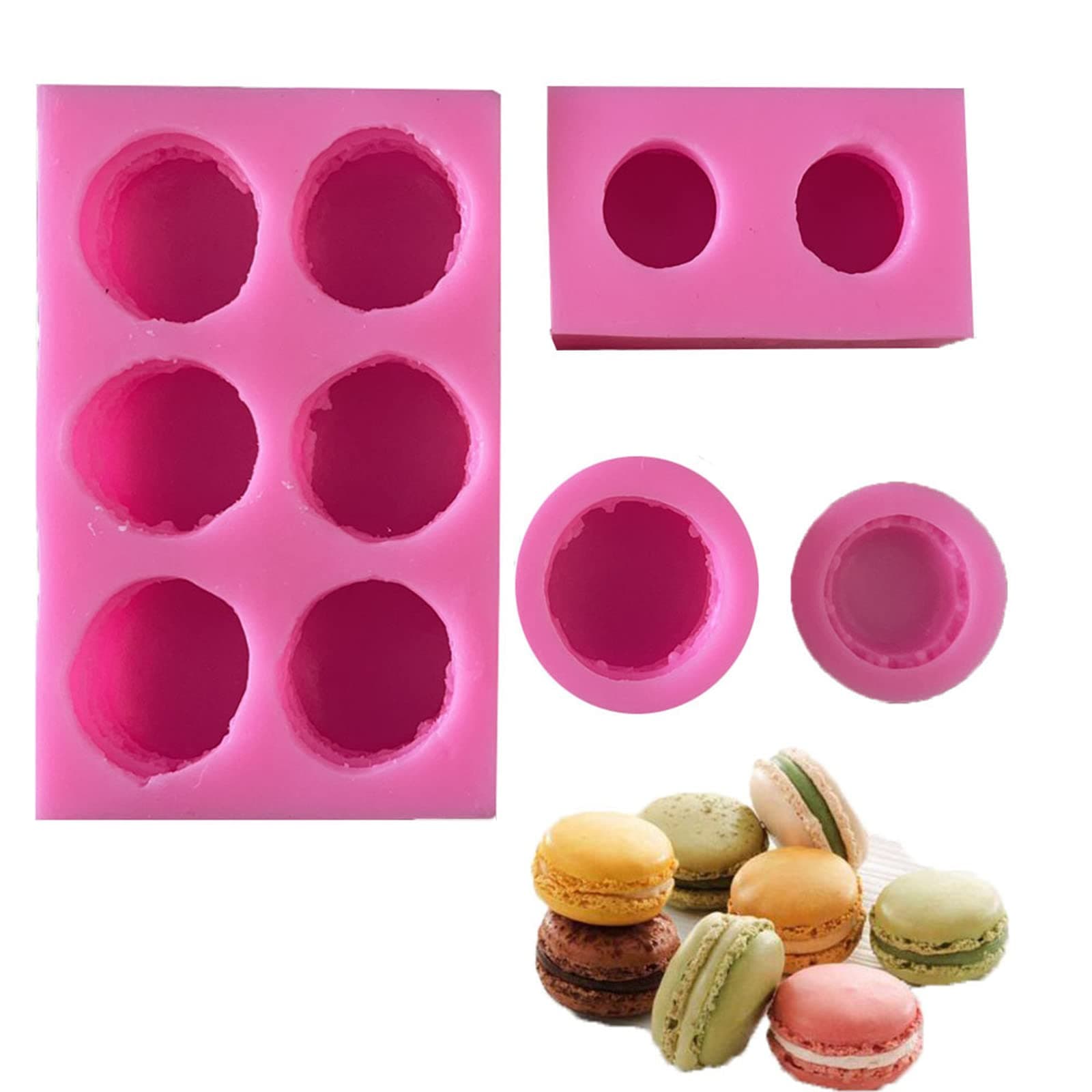 DD-life 4 Pcs 3D Macaron Silicone Mold Round Macaron Chocolate Candy Fondant Mold Cake Cupcake Decorating
