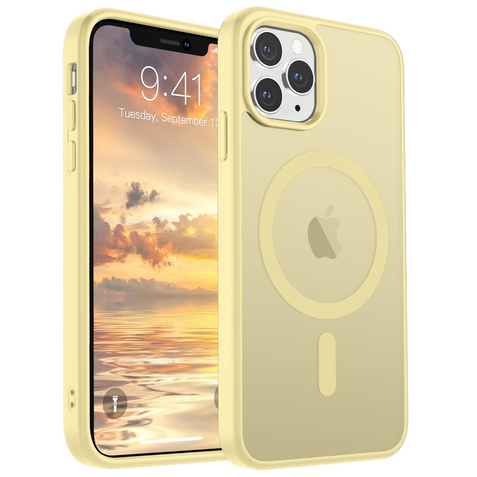 SUPFINE Magnetic for iPhone 11 Pro Max Case (Compatible with MagSafe) (Military Grade Drop Protection) Slim Translucent Matte Shockproof with Anti-Fingerprint Phone Case,Buttercream Yellow