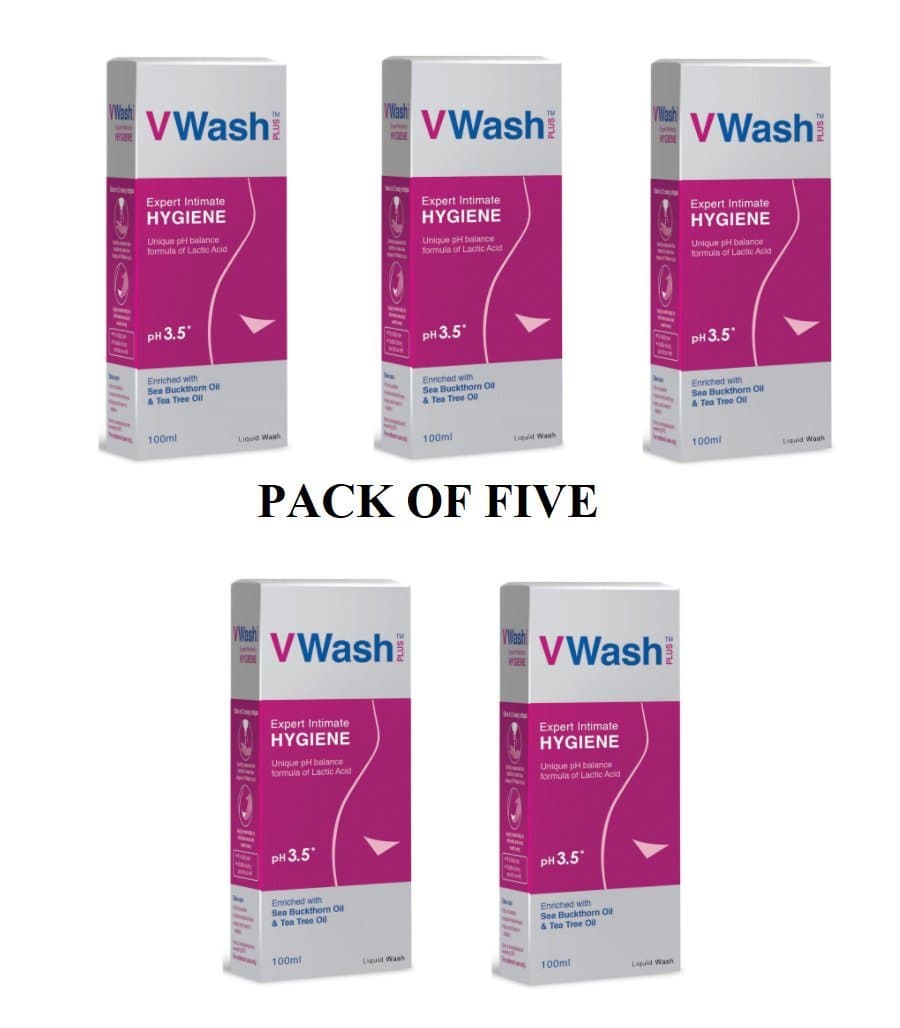 5x VWash V Wash Plus 100 ml - pH 3.5* Hygiene Dryness, excellent intimate wash for girls and womens
