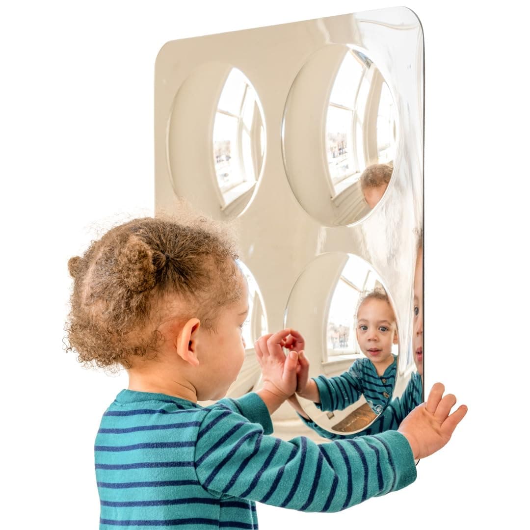 SPARK & WOW Sensory Wall Toddler Mirror - Large - 4 Bubbles - for Ages 6m+ - Easy-to-Clean Acrylic - Stimulate Cognitive Development