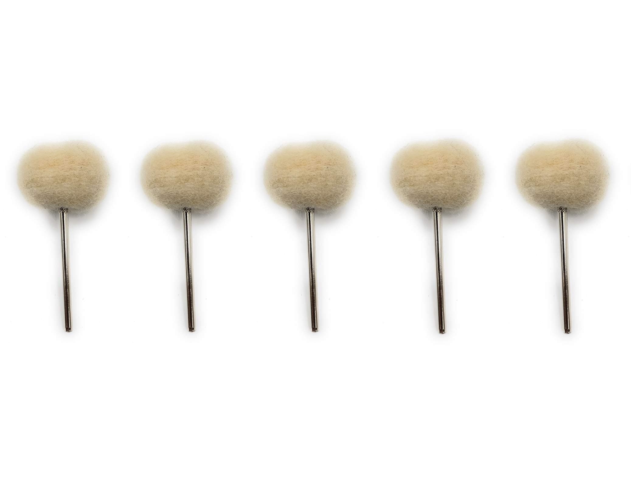 AoneAone Mounted Felt Buff Cotton Wool 5pcs for Polishing/Buffing/Cleaning for Dremel Rotary Tool, Micro Hand Motor, Polishing Motor for Jewellery Making, Watchmaking, Model Making & Hobby Craft DIY