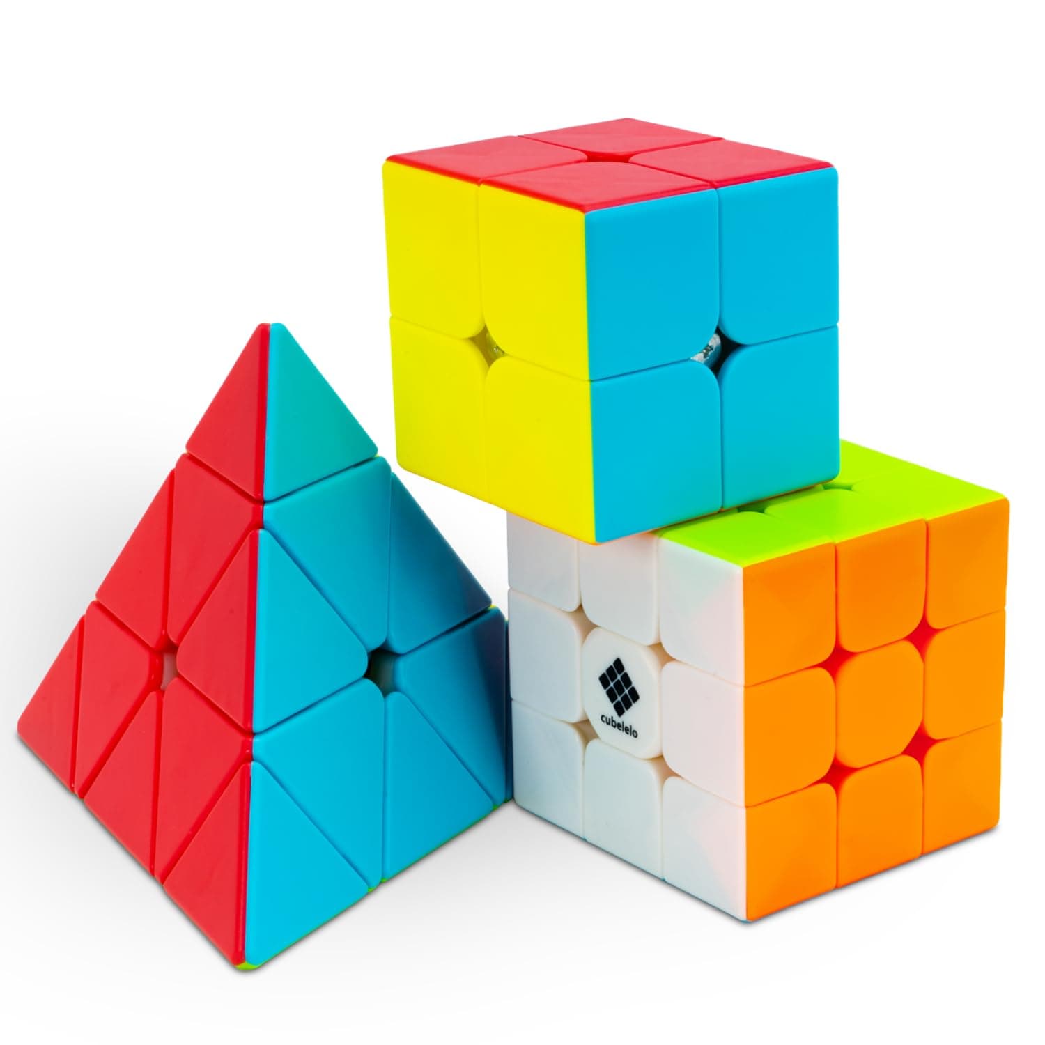 Cubelelo Drift 2x2 3x3 & Pyraminx Cube Combo (Stickerless) | Ideal for Kids Above 3 4 5 6 Years Old Boys Girls | 3 in 1 Speedcube Gift Set | High Speed Puzzle 3x3x3 2x2x2 Pyramid Triangle