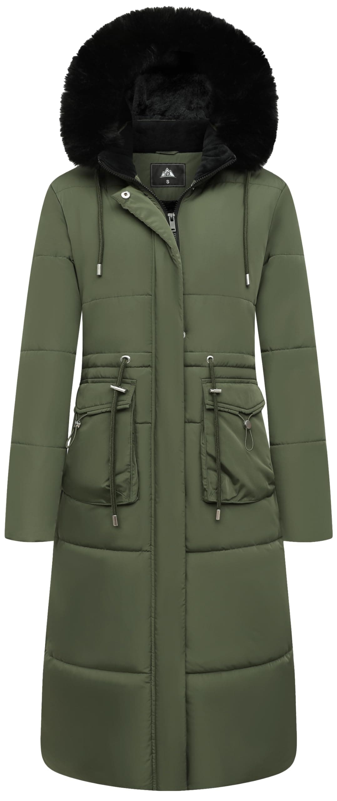 MOERDENG Women's Long Winter Puffer Coat Waterproof Warm Maxi Down Jacket Faux Fur Removable Hood Parka