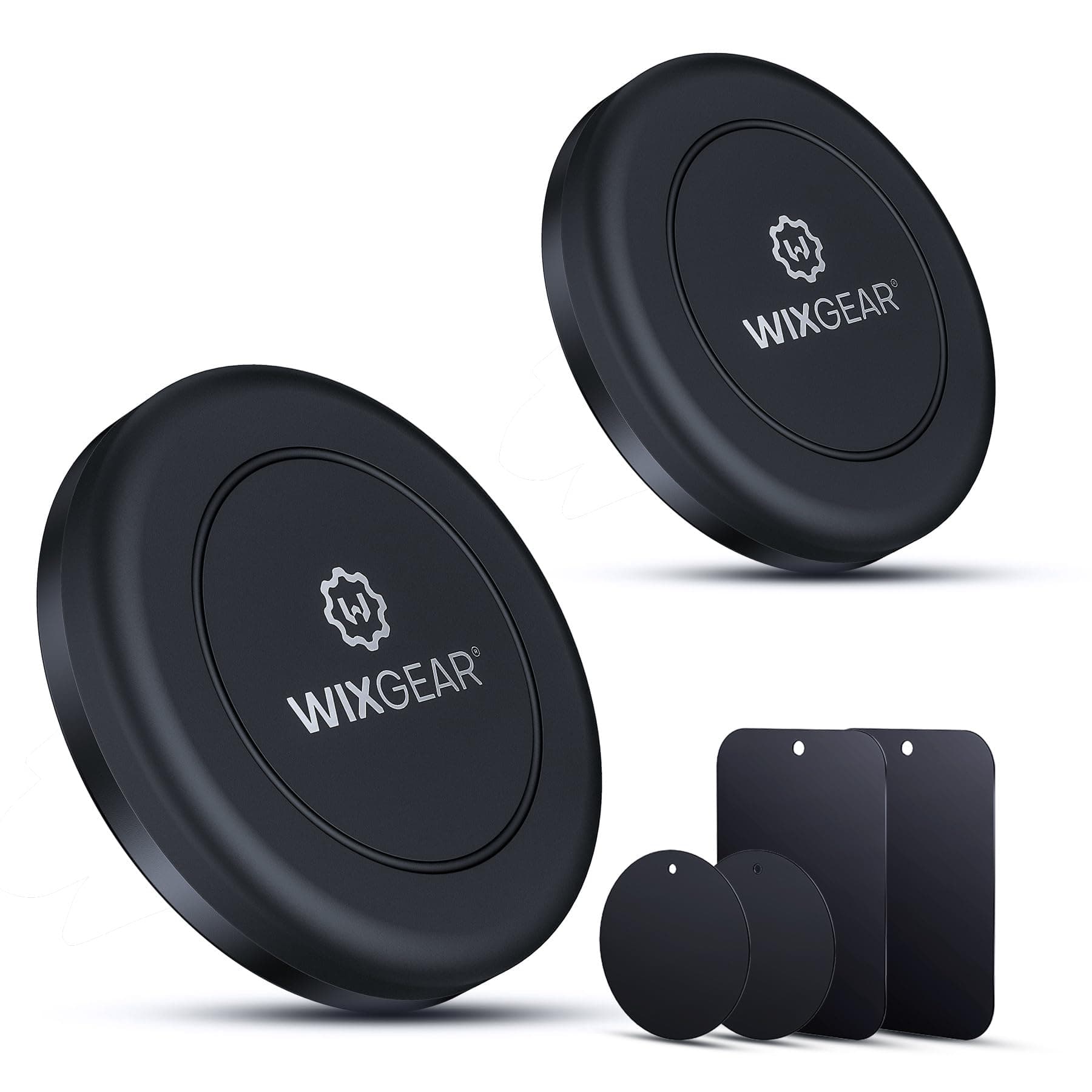 WixGear Universal Flat Stick On (2 Pack) Dashboard Magnetic Car Mount Holder for Cell Phones and Mini Tablets with Fast Swift-Snap Technology - Extra Slim
