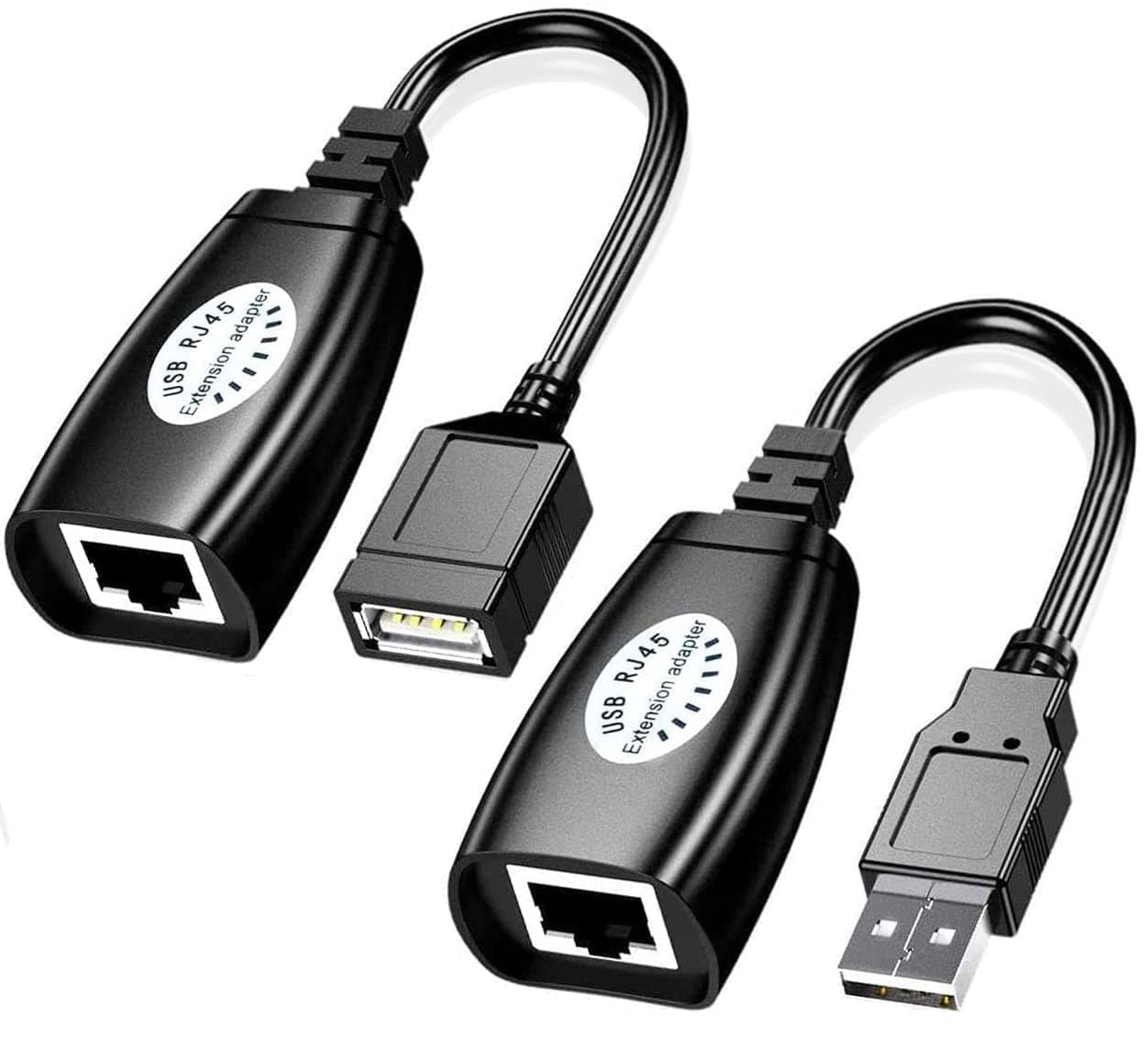 GUO2Pack USB Over RJ45 Ethernet for Cat6/5/5e Extension Cable Adapter, USB 2.0 Extender Over Cat Extender Cable Adapter-Up to 150ft Length