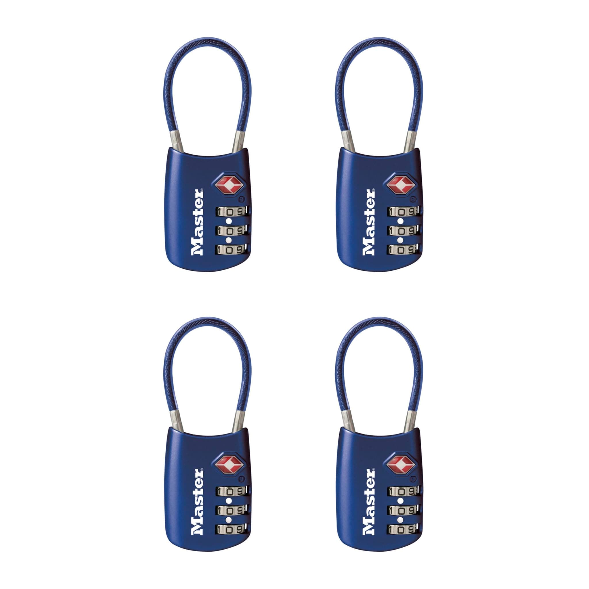Master Lock Blue Set Your Own Combination TSA Approved Luggage Lock, Travel Zipper Padlock is Perfect for Suitcases, Bags, or Backpacks, 4 Pack, 4688BLUEC4