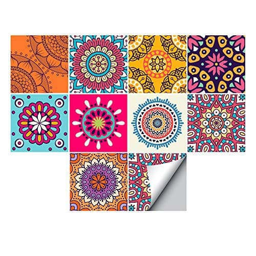 Floor Wall Tile Transfers Sticker for Home Decor, Peel & Stick self-Adhesive splashback, Tile Decals for Living Room Kitchen Bathroom Decor, 10 Pieces (TS032, 15x15cm)