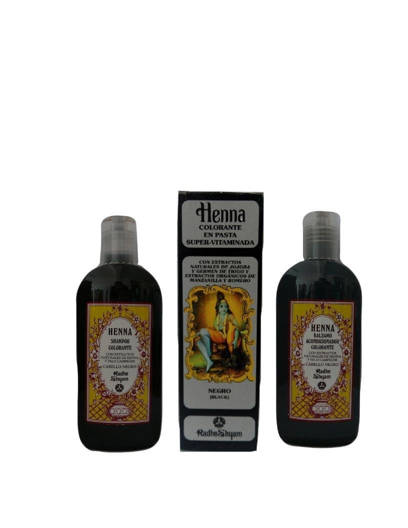 Henna black hair pack: ink paste + shampoo + conditioner