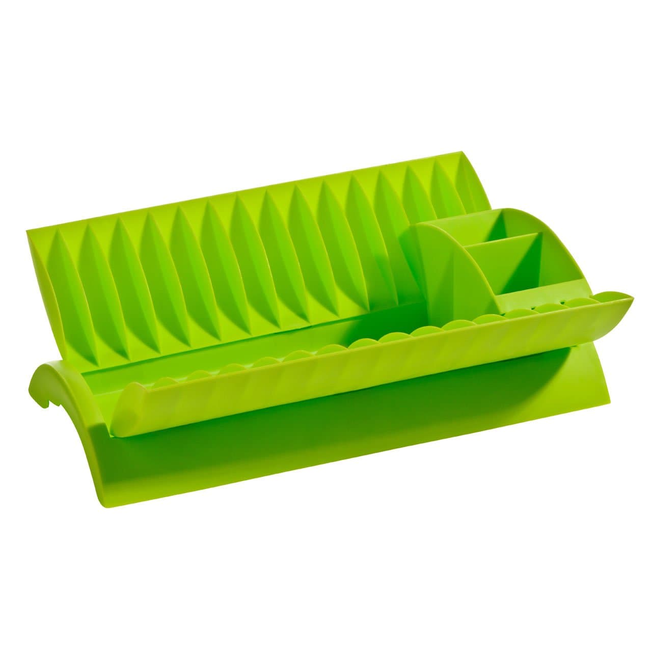 Decorative Dish Drainer Lime Green Plastic With Removable Cutlery Caddy