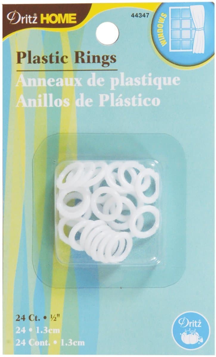 Dritz Home 44347 Plastic Rings, 1/2-Inch, White (24-Piece)