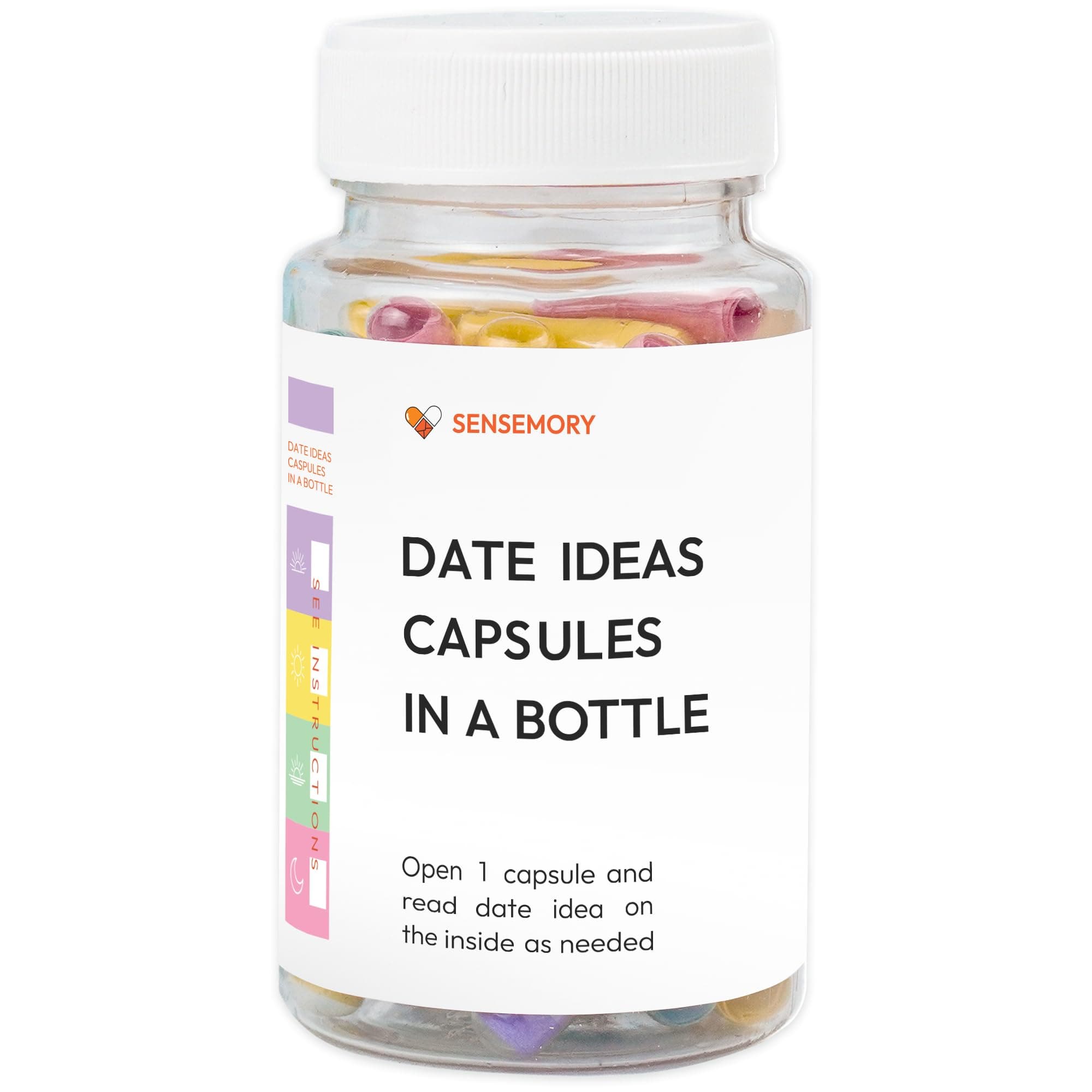 Sensemory Pre-Written Date Night Ideas Capsules in a Bottle (50pcs+), Couples Gift Ideas, Date Ideas Couple Gifts, Unique Bridal Shower Gifts for Her, I Love You Gifts for Him, Tiny Things, Random