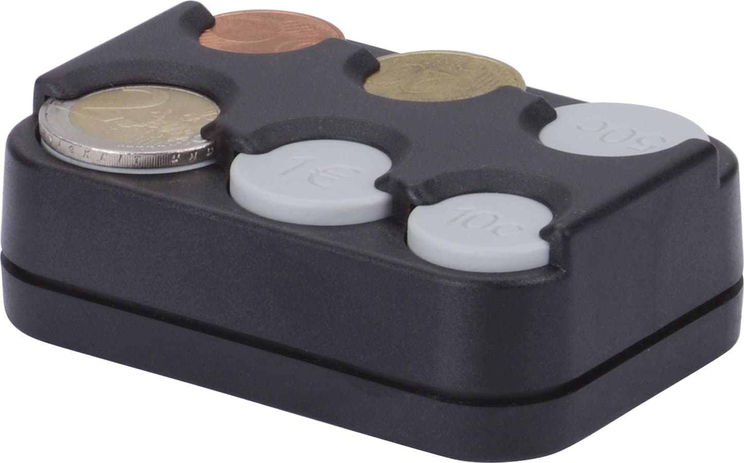 Coin box / Euro holder - 6 Compartments - Black