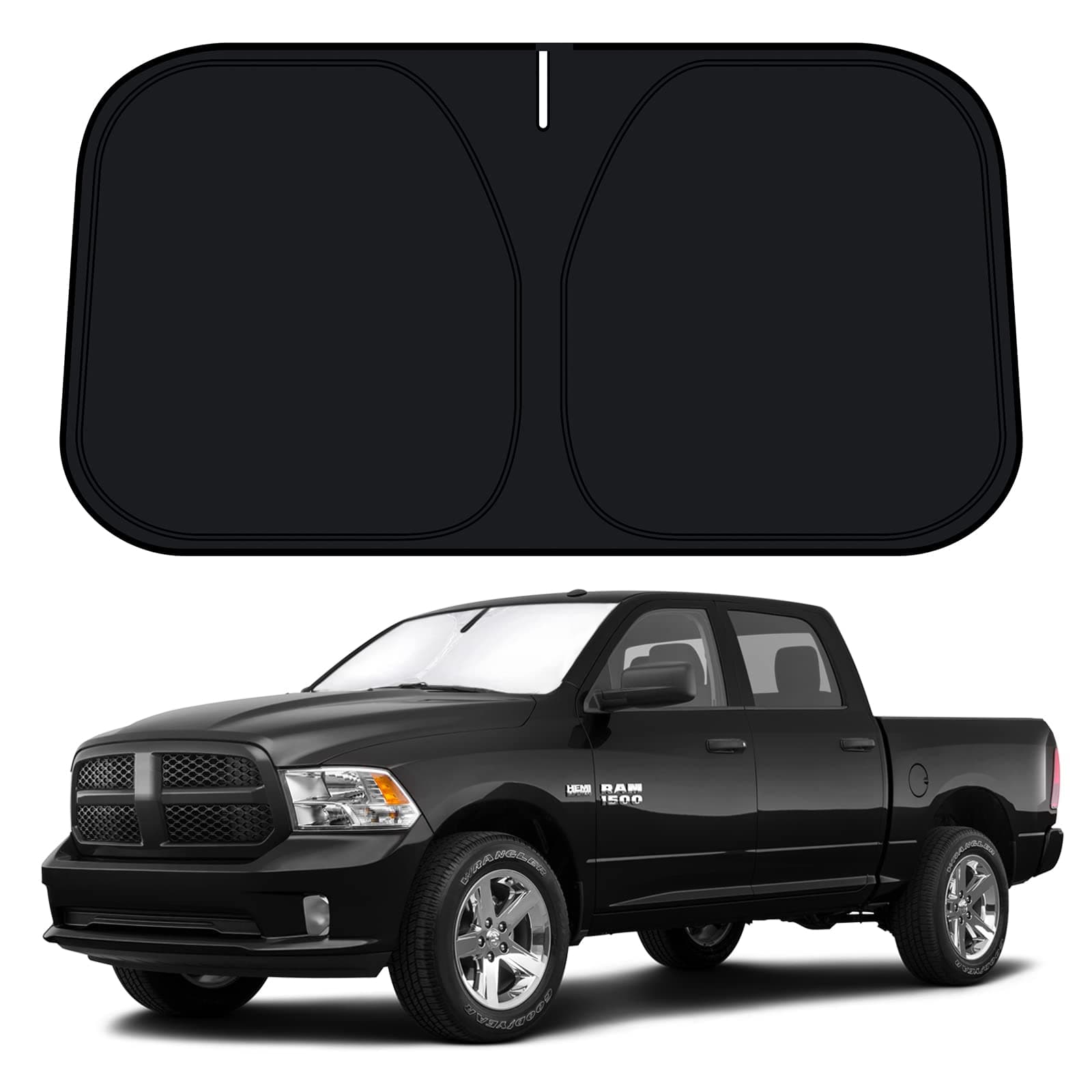 D-Lumina for 2009-2018 Dodge RAM 1500 Windshield Sun Shade, Front Window Sunshade Sun Visor Protector Fit Ram 1500 RegularCab QuadCab CrewCab MegaCab, Sun Shield Block UV Rays Heat