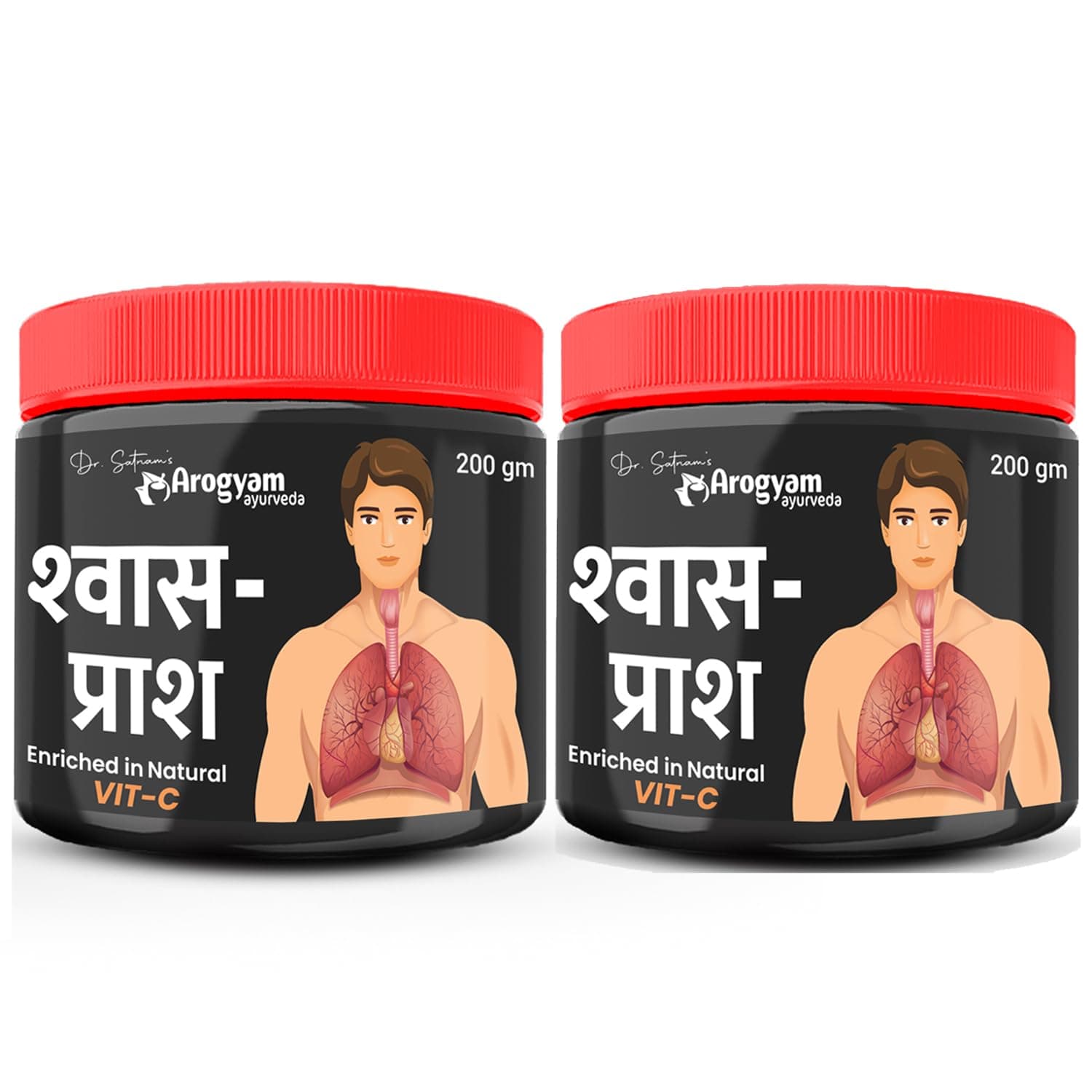 Dr. Satnam's Arogyam Ayurveda Shwas Prash 200g | Ayurvedic Herbal Avaleha | Wellness Tonic for Respiratory Health | Immunity Support | Enriched with Natural Vitamin C | Combo Pack Of 2