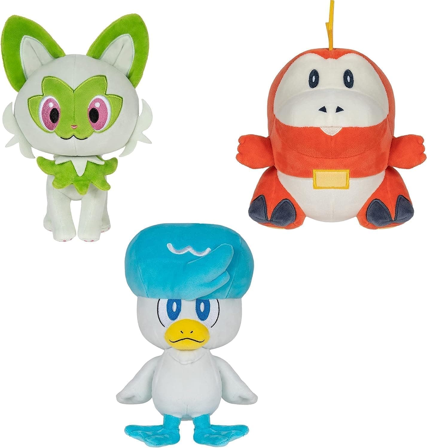 Paldea First Partner Plush 3 Pack - 8-Inch Pokémon Plush of Fuecoco, Quaxly, and Sprigatito