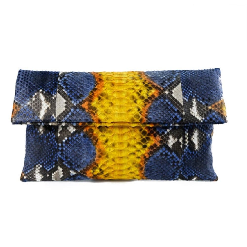 Genuine Python Leather Classic Foldover Clutch Bag
