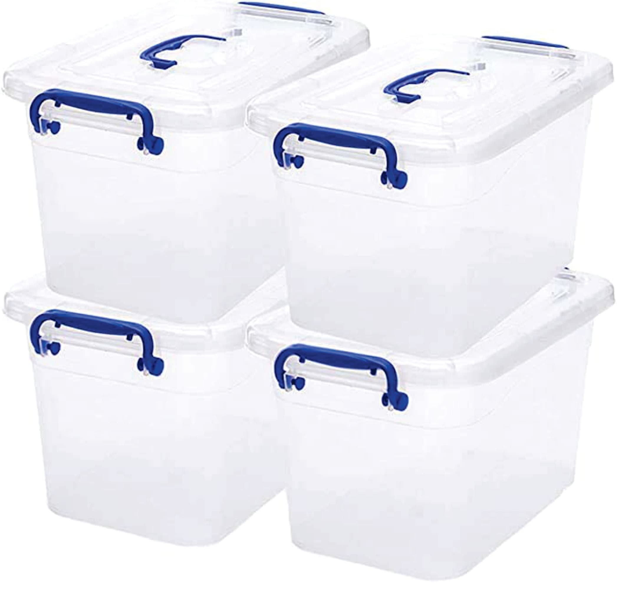 Besto 6 LTR Semi Clear Plastic Storage Box With Lid | (4 PCS SET) | For Clothes, Toys, Books, Snacks, Shoes and Grocery Storage Box