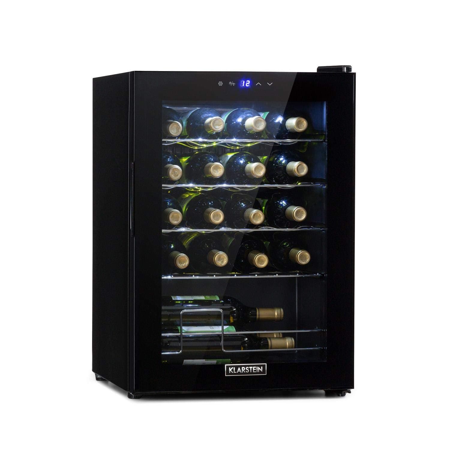 Shiraz Uno - wine refrigerator, temperatures: 5-18 ° C, 42 dB, soft-touch control panel, 4 shelves, space for 20 bottles of wine, capacity: 53 liters, black