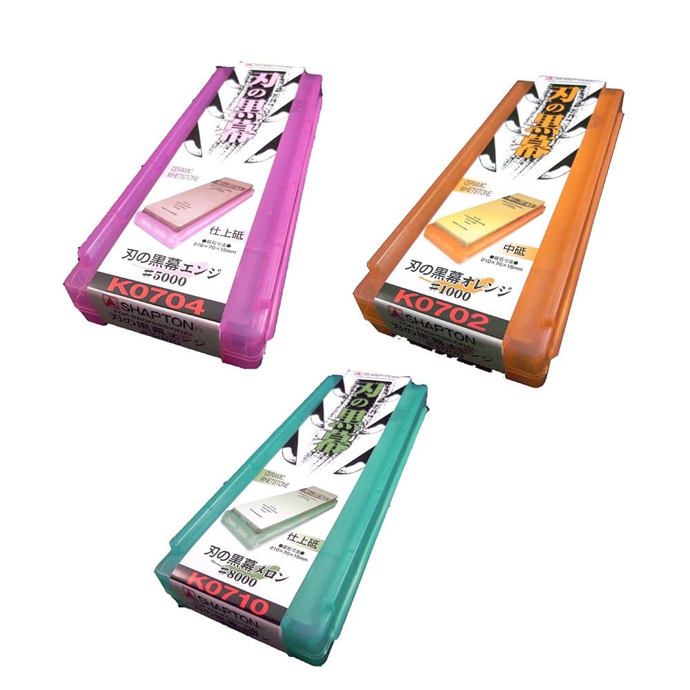 Ha No Kuromaku Ceramic Whetstone (E-set) Medium Grit (#1000) + Fine Grit (#5000, #8000)