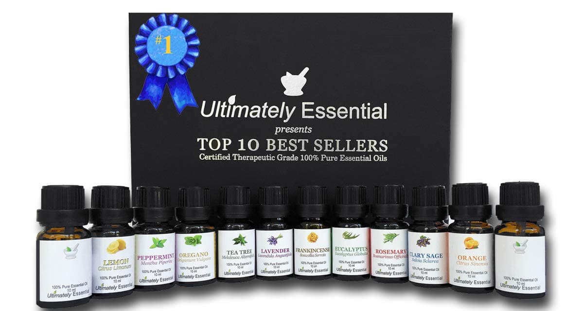 Essential Oils Top 10 Gift Set Kit 10ml 2 Empty 2 Blend - Highest Quality 100% Pure Therapeutic Frankincense Clary Sage Lavender Peppermint Rosemary