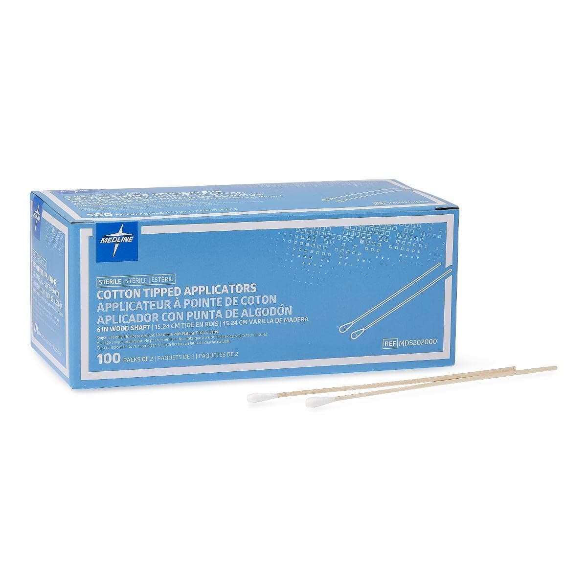 Industries MDS202000 Sterile Cotton Tipped Applicator, 6" (Pack of 2000)