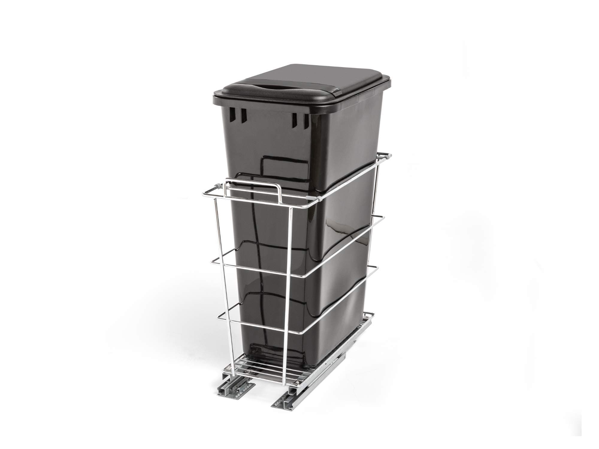 NewAge Products Home Cabinet Pull-Out Waste Basket, Kitchen Under Sink Sliding Pull Out Waste Container Bin Trash Cans, Garbage Can Heavy-Duty Steel Frame Plastic Bin, 50-Litres Capacity, 80671