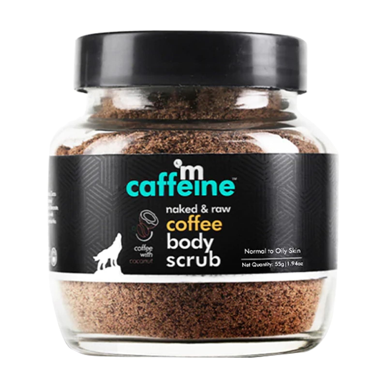 mCaffeine Exfoliating Coffee Body Scrub for Tan Removal & Soft-Smooth Skin | For Women & Men | De-Tan Bathing Scrub with Coconut Oil, Removes Dirt & Dead Skin from Neck, Knees, Elbows & Arms - 1.94 oz