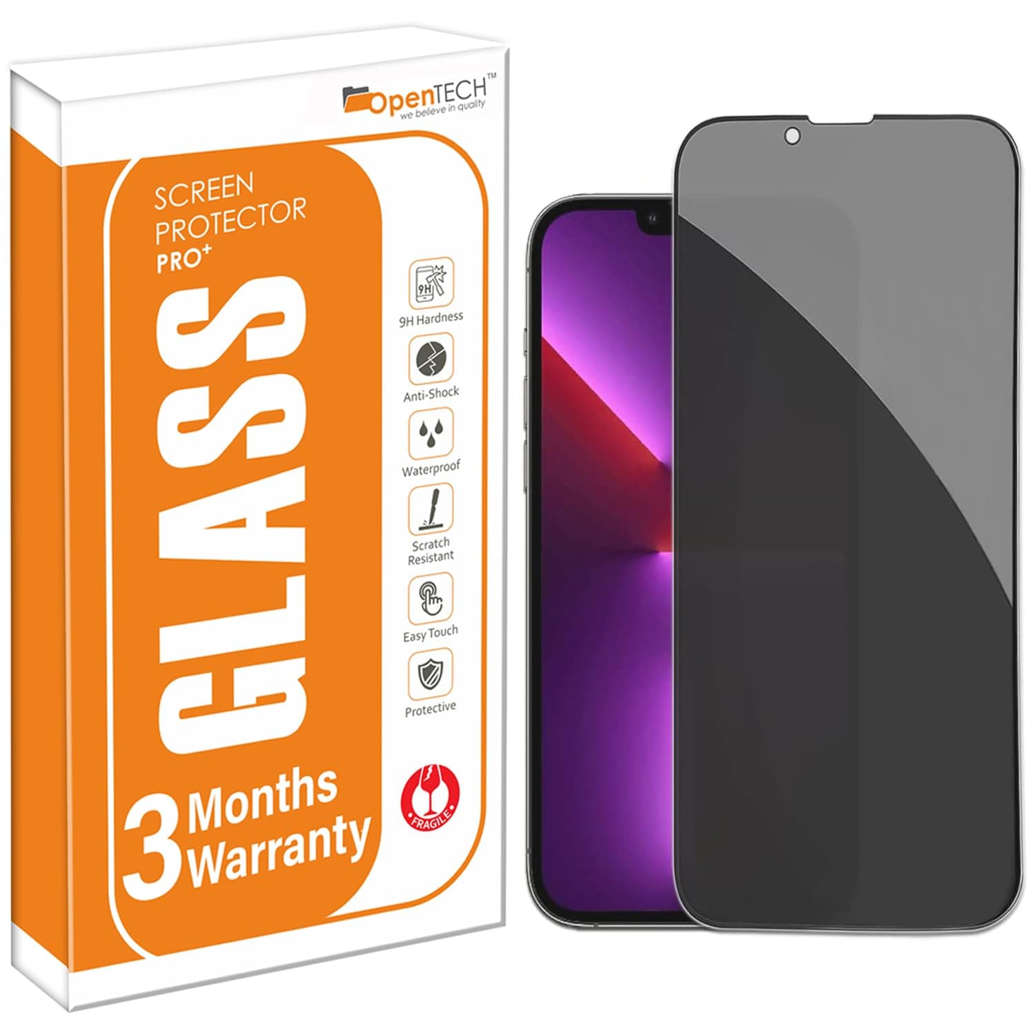 Privacy Tempered Glass Screen Protector Compatible For Iphone 13 Pro Max / 14 Plus (6.7 Inches) With Edge To Edge Coverage And Easy Installation Kit for Smartphone