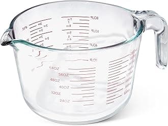 Amazon Basics Large Size Glass Measuring Cup, 8 Cup (2L), Easy-to-Read Markings, Dishwasher/Microwave/Freezer/Oven Safe (Previously AmazonCommercial)