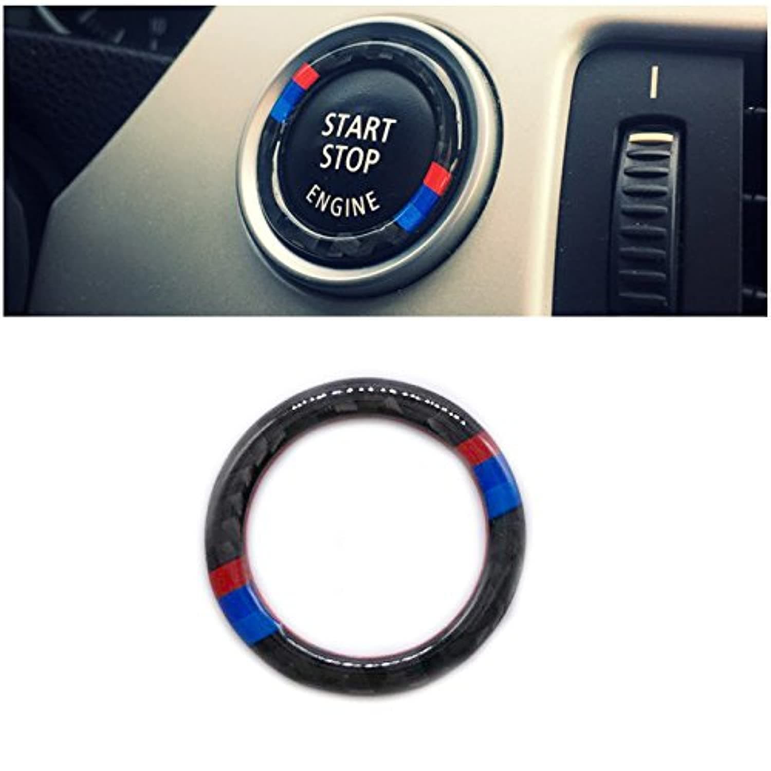 SRXTZMCarbon Fiber Car Engine Start Stop Ignition Key Ring Sticker for BMW E90 E92 E93 3 Series Engine Start Button Cover