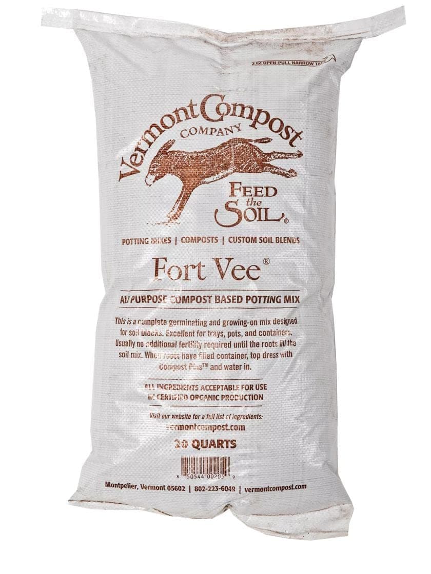 Vermont Compost Company Fort Vee Organic Potting Mix | High-Nutrient Compost-Based Soil for Indoor & Outdoor Container Seed Starting, Plants & Vegetable Gardening | 20 Quarts