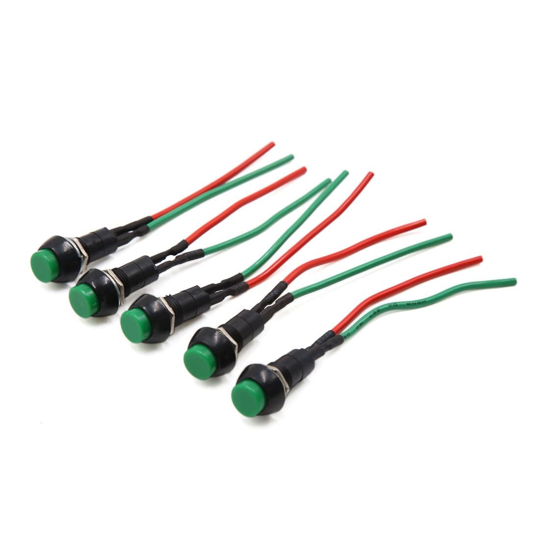 uxcell 5 Pcs 12mm Dia Round Shaped Wired Momentary Push Button Switch Replacement DC 12-24V