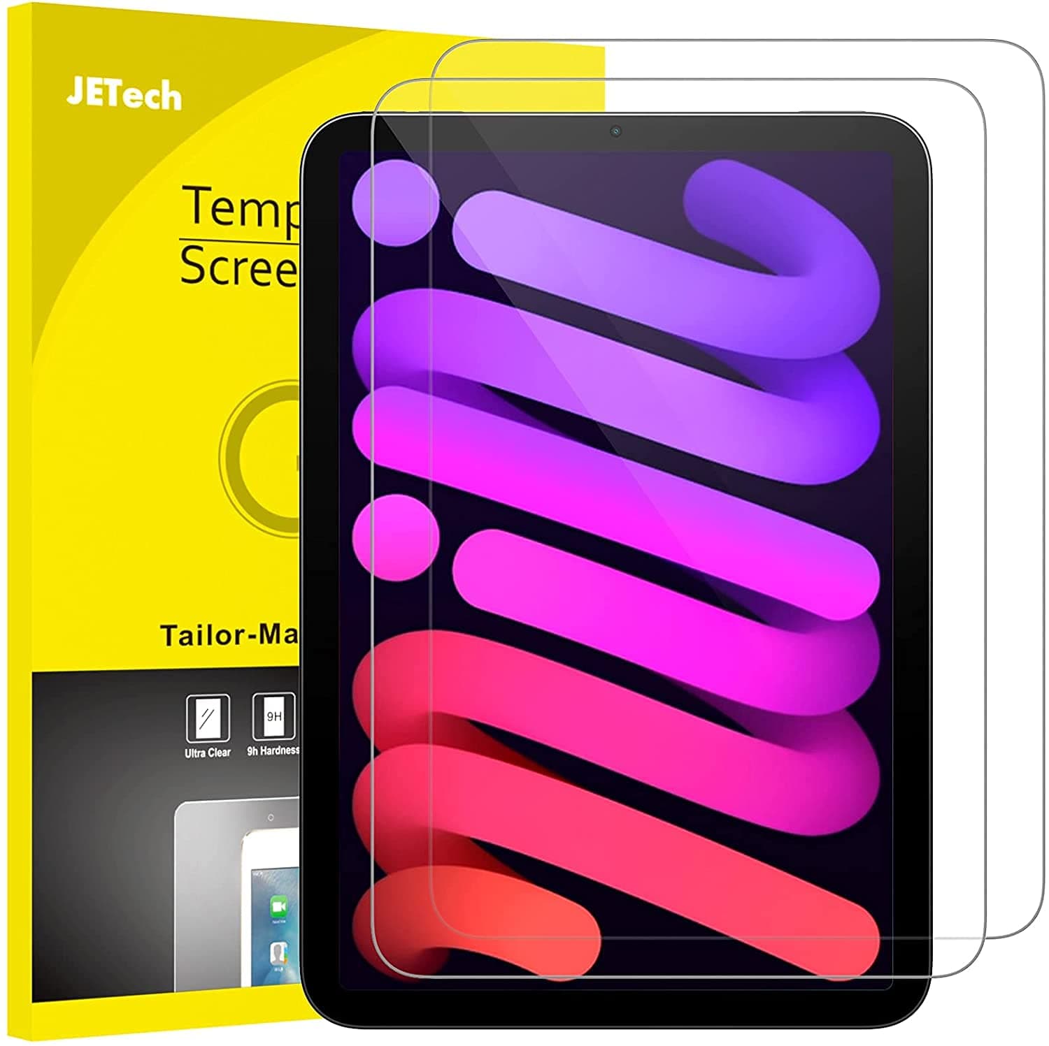 – JETech Screen Protector for iPad mini (A17 Pro, 2024 Model, 7th Generation) / mini 6 (2021 Model, 6th Generation), 8.3-Inch, Tempered Glass Film, 2-Pack