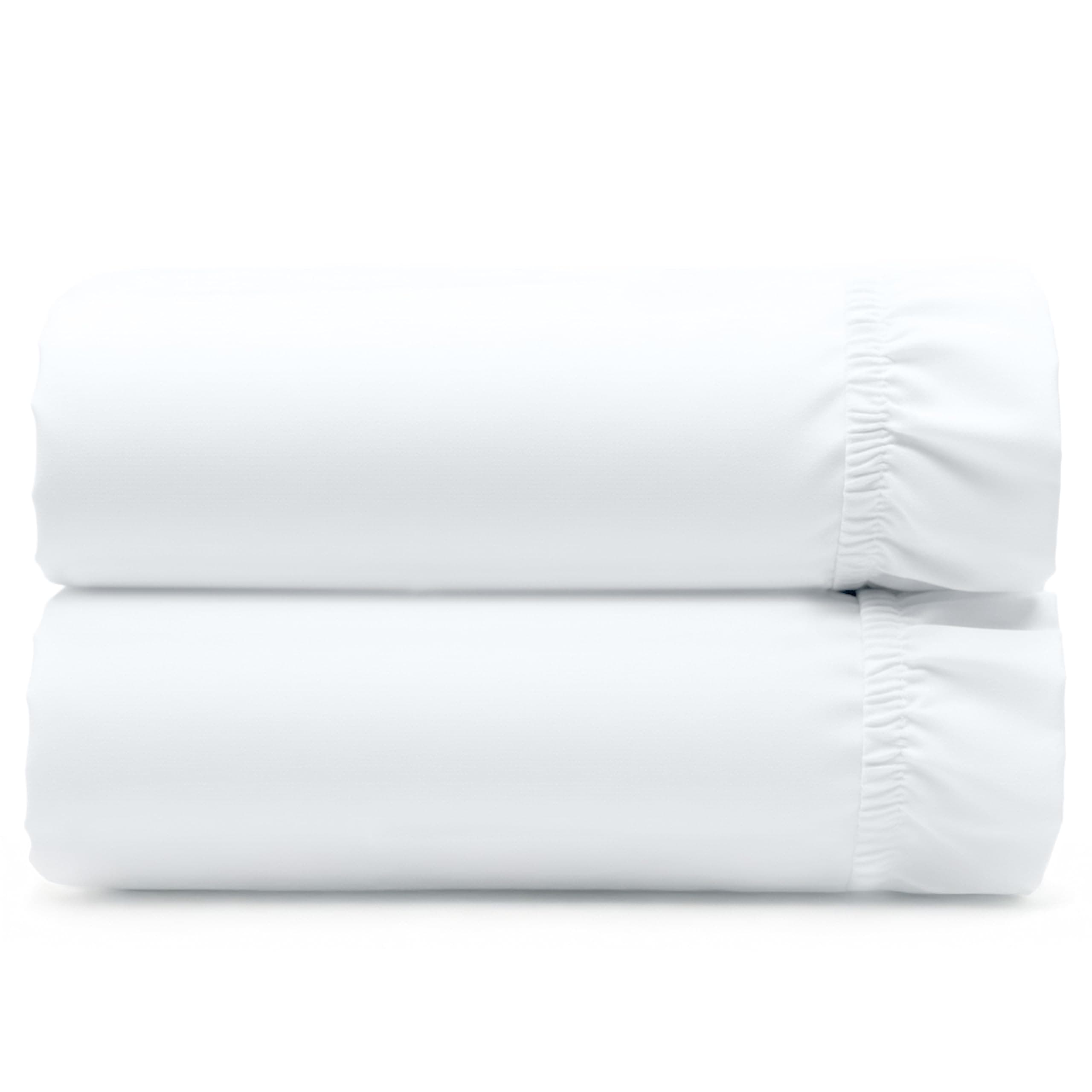 California Design Den 2-Pack 100% Organic Cotton Fitted Sheets Queen Size Percale Only, Soft, Crisp & Lightweight, Snug-Fit, 2X Queen Deep Pocket Fitted Sheet Only - White