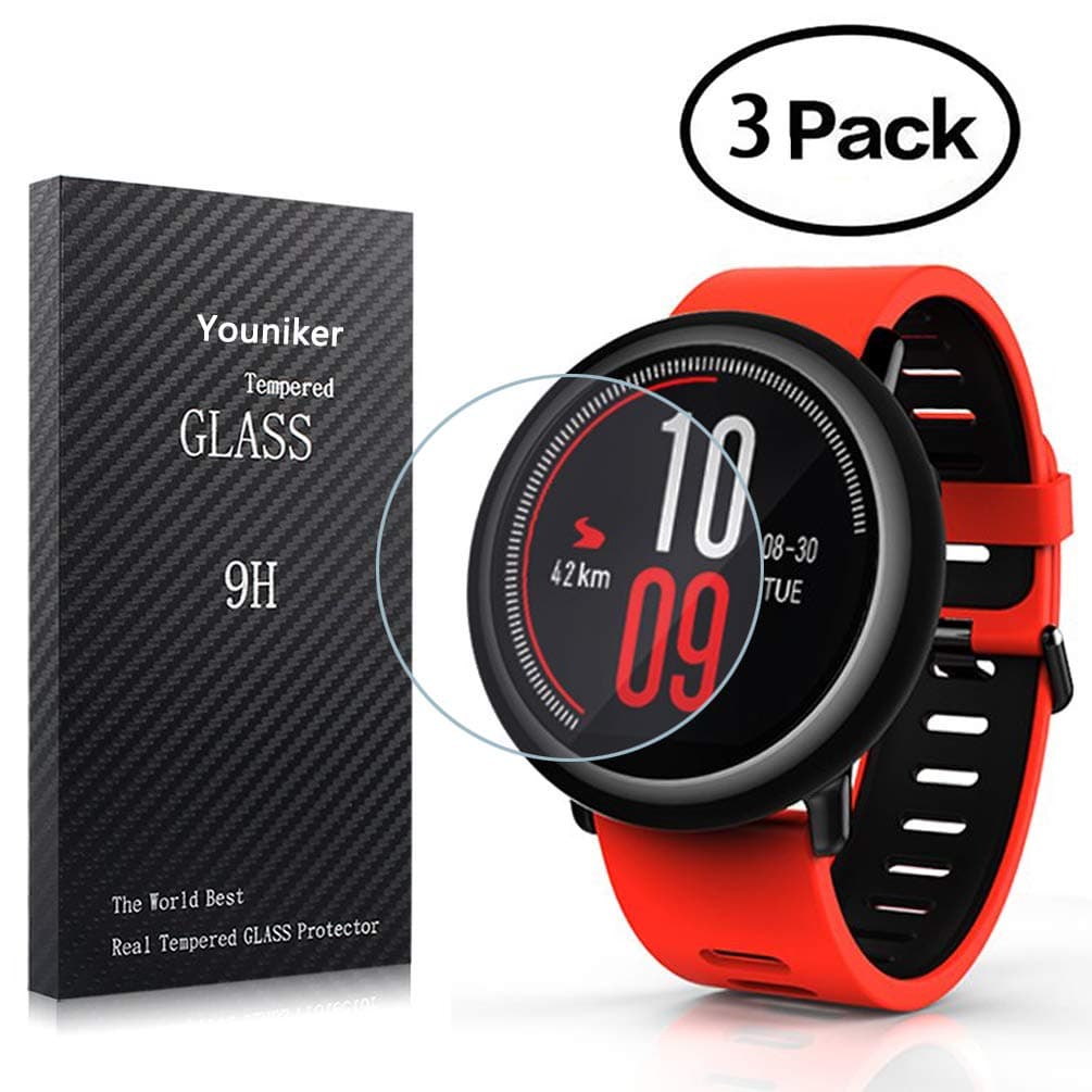 3 Pack for Amazfit Pace Screen Protector Tempered Glass for Huami Amazfit Pace Multisport Smartwatch Screen Protector Foils Glass 9H 0.3MM Anti-Scratch Anti-Fingerprint Bubble Free