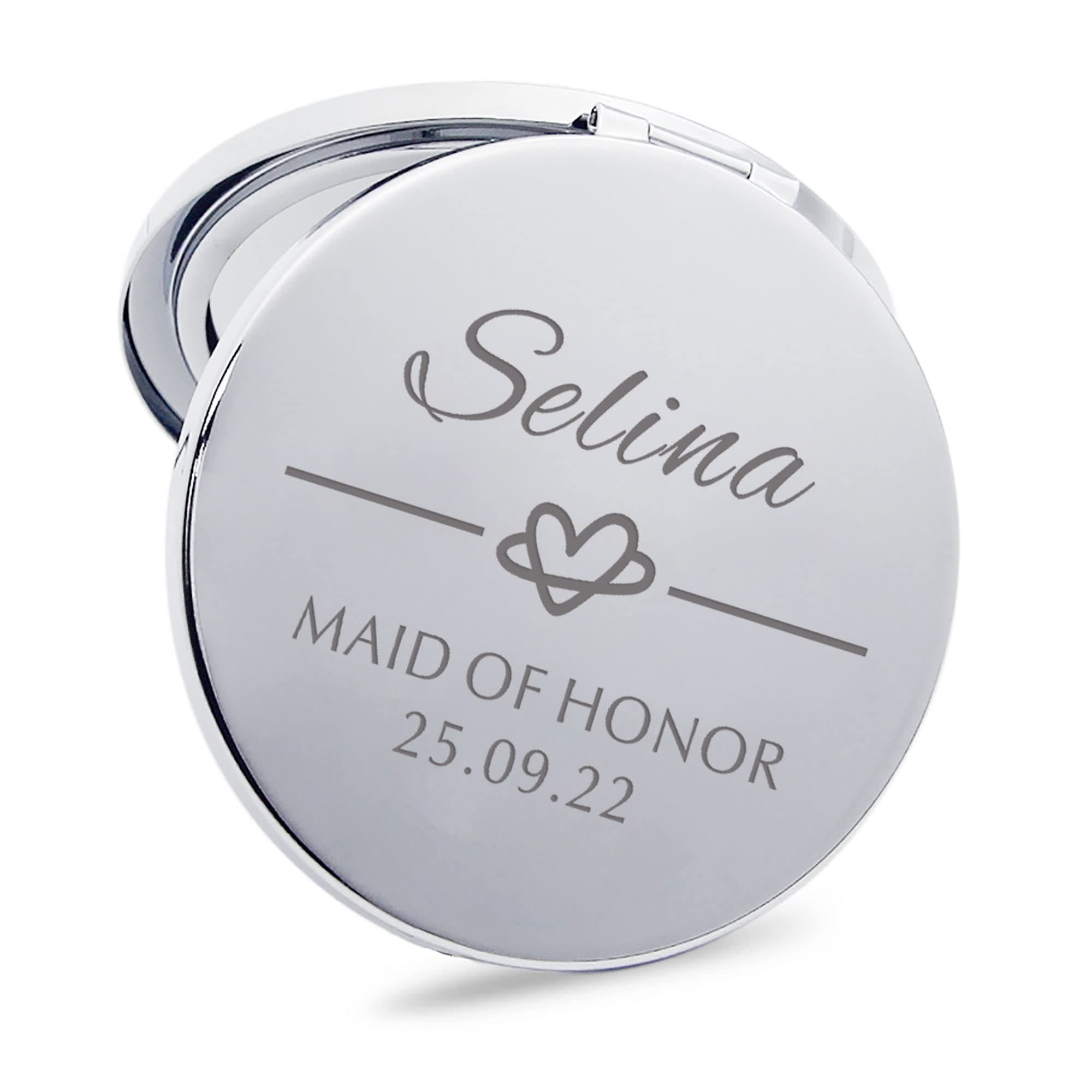 Personalized Compact Mirror Bridesmaid Gift Custom Engraved Pocket Mirror Bridesmaid Gifts Personalized Wedding Gifts for Bride Bridesmaid Wedding Anniversary Birthday Christmas (Design 2)