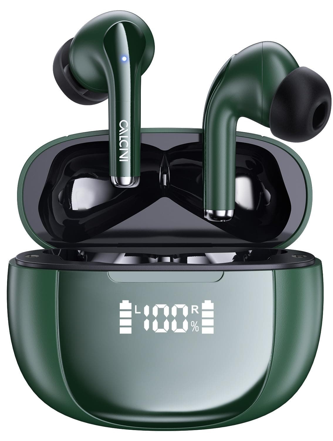 Wireless Earbuds, Bluetooth Headphones 5.3 with LED Power Display Charging Case,True Wireless Earphones Deep Bass Stereo Sound TWS Microphone, IP67Waterproof for Sleep Sport Workout Gam(Dark Green)