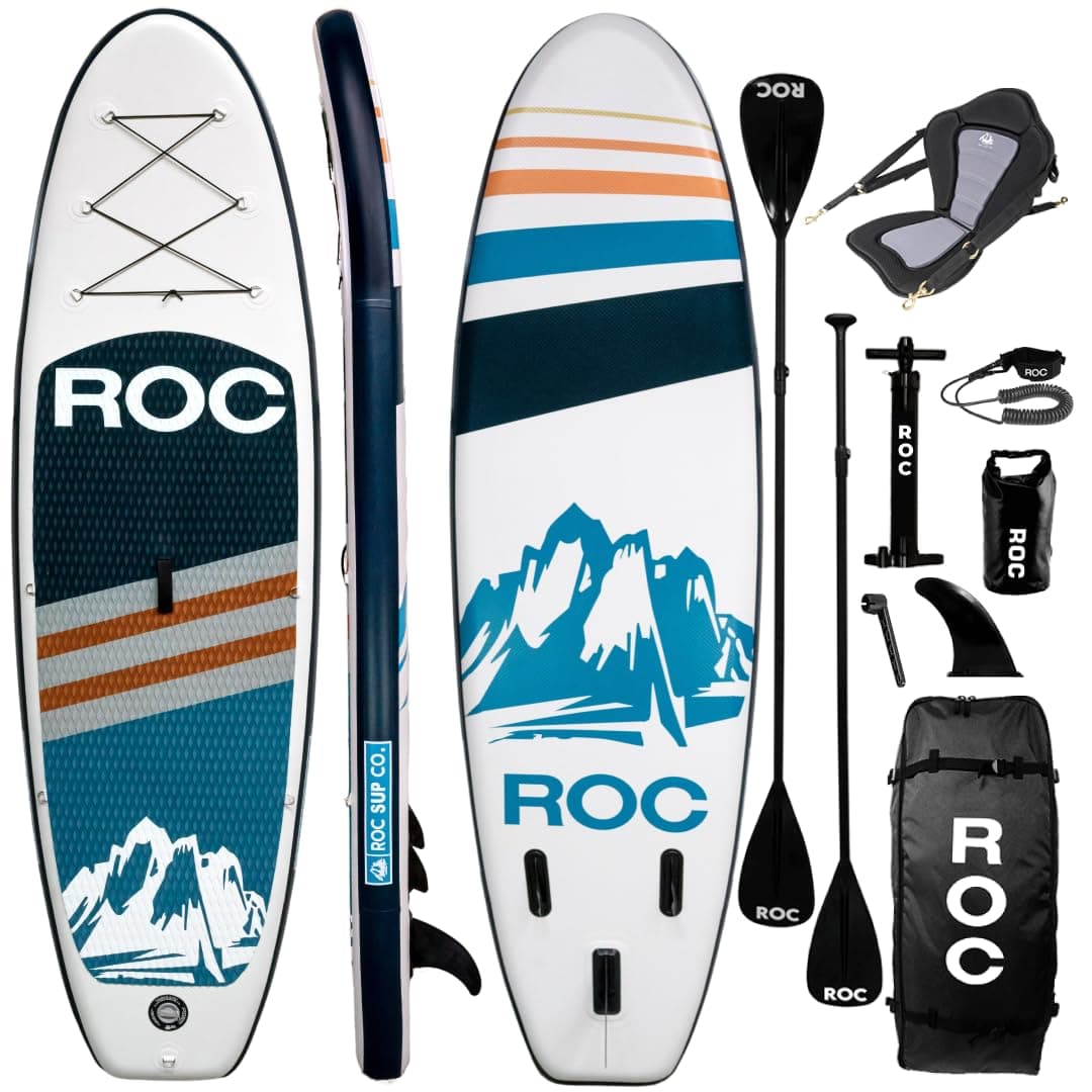 Roc Inflatable Stand Up Paddle Boards with Premium SUP Paddle Board Accessories, Wide Stable Design, Non-Slip Comfort Deck for Youth & Adults