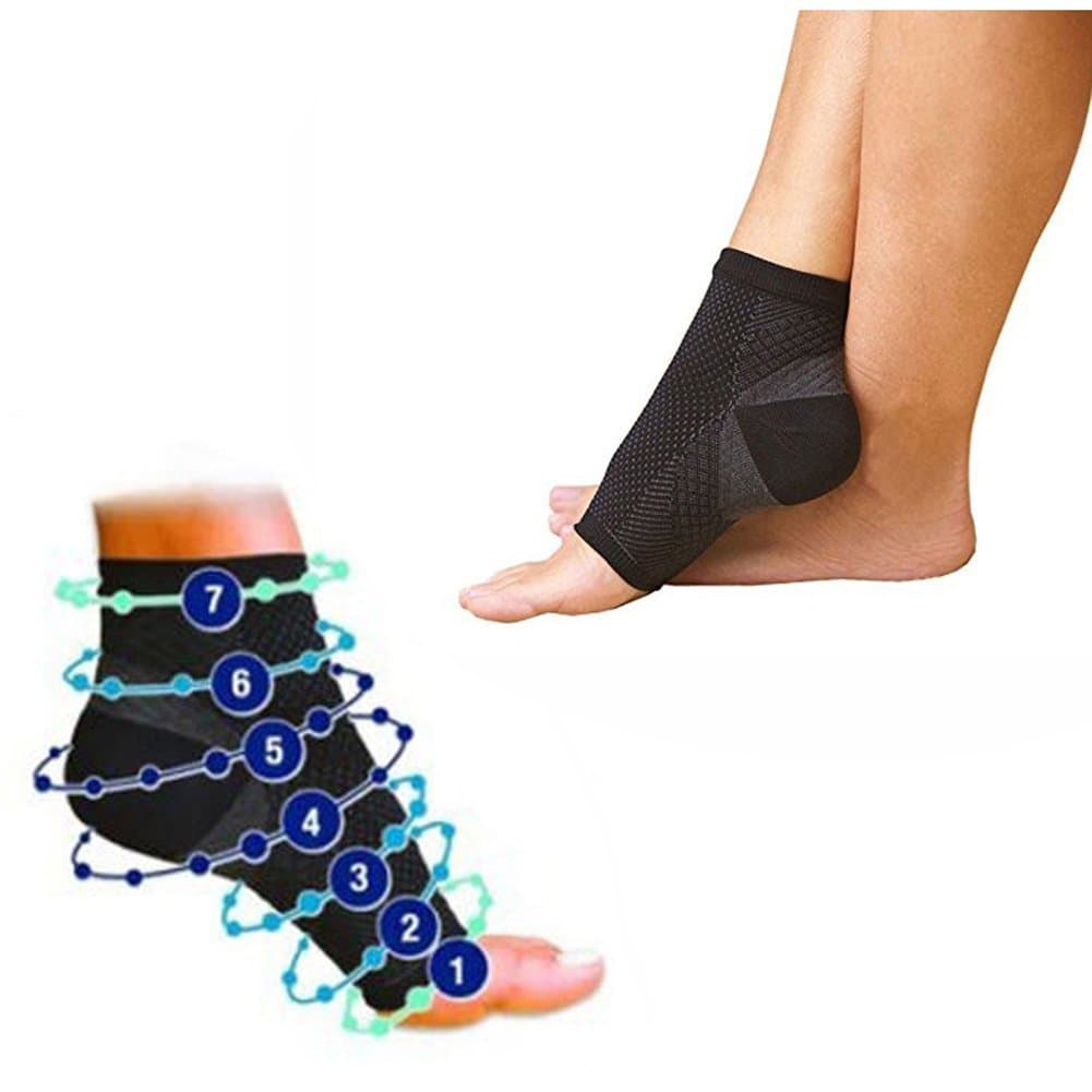 Pack of 2 - Compression Foot Ankle Sleeve Anti Fatigue Compression Foot Sleeve Sock for Ankle Swelling Plantar