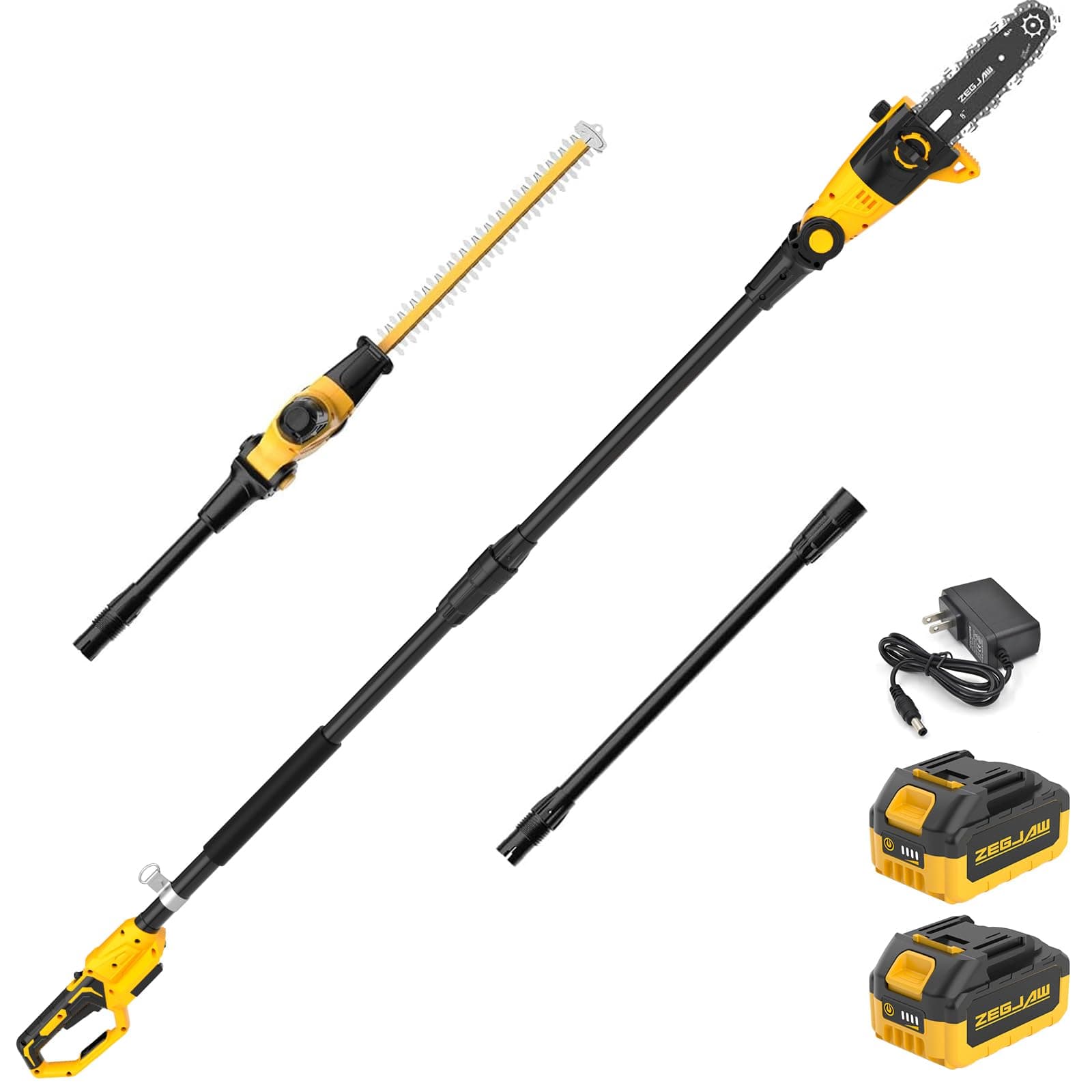 Cordless Pole Saw, Telescoping Electric Pole Chain Saw Auto Oiling, 2.0Ah Battery,Multi-Angle Pole Chainsaw for Branch Cutting & Tree Trimming (15ft 2-in-1 Cordless Pole Saw)