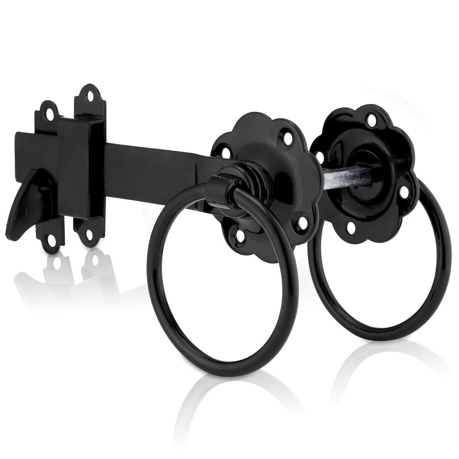 XFORT Premium Range Ring Gate Latch Black, Door Latch with Black Powder Coating to Resist Corrosion and All Weather Conditions, for External Use As Garden Gate Latch, Shed Door Lock, Door Latch.