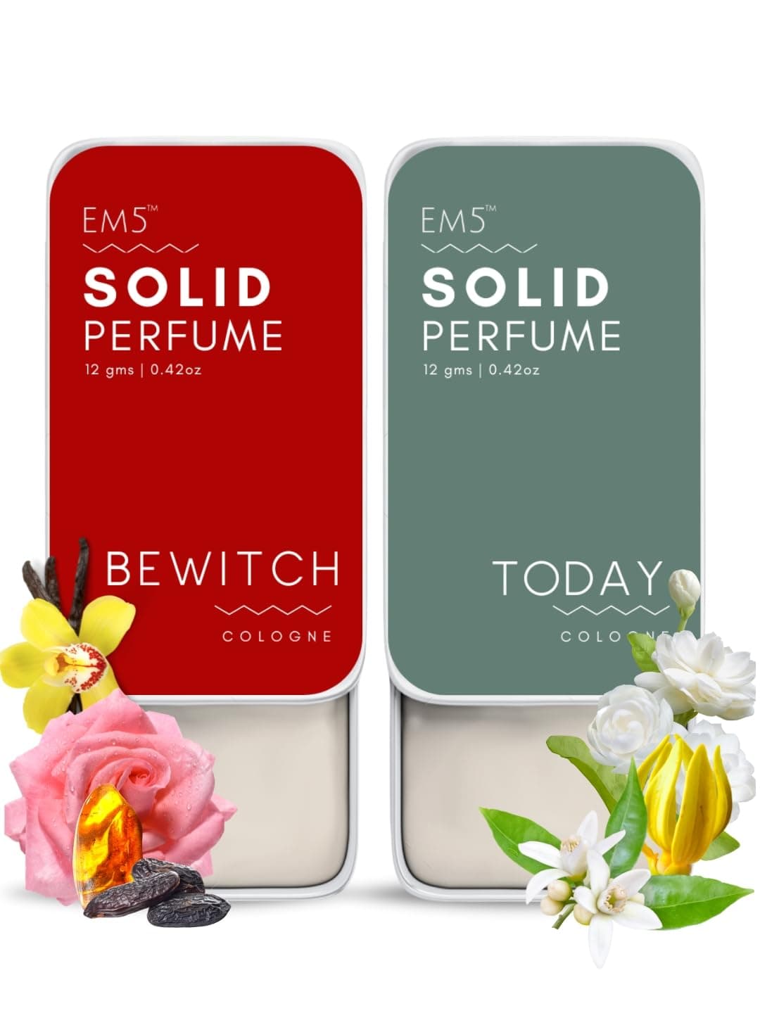Pack of 2 Today & Bewitch Solid Perfumes | Non-Alcoholic Cologne for Women | Non-Greasy Wax Perfume | Strong & Lasting Fragrance | Gifting Set for Her | 12 gm Each
