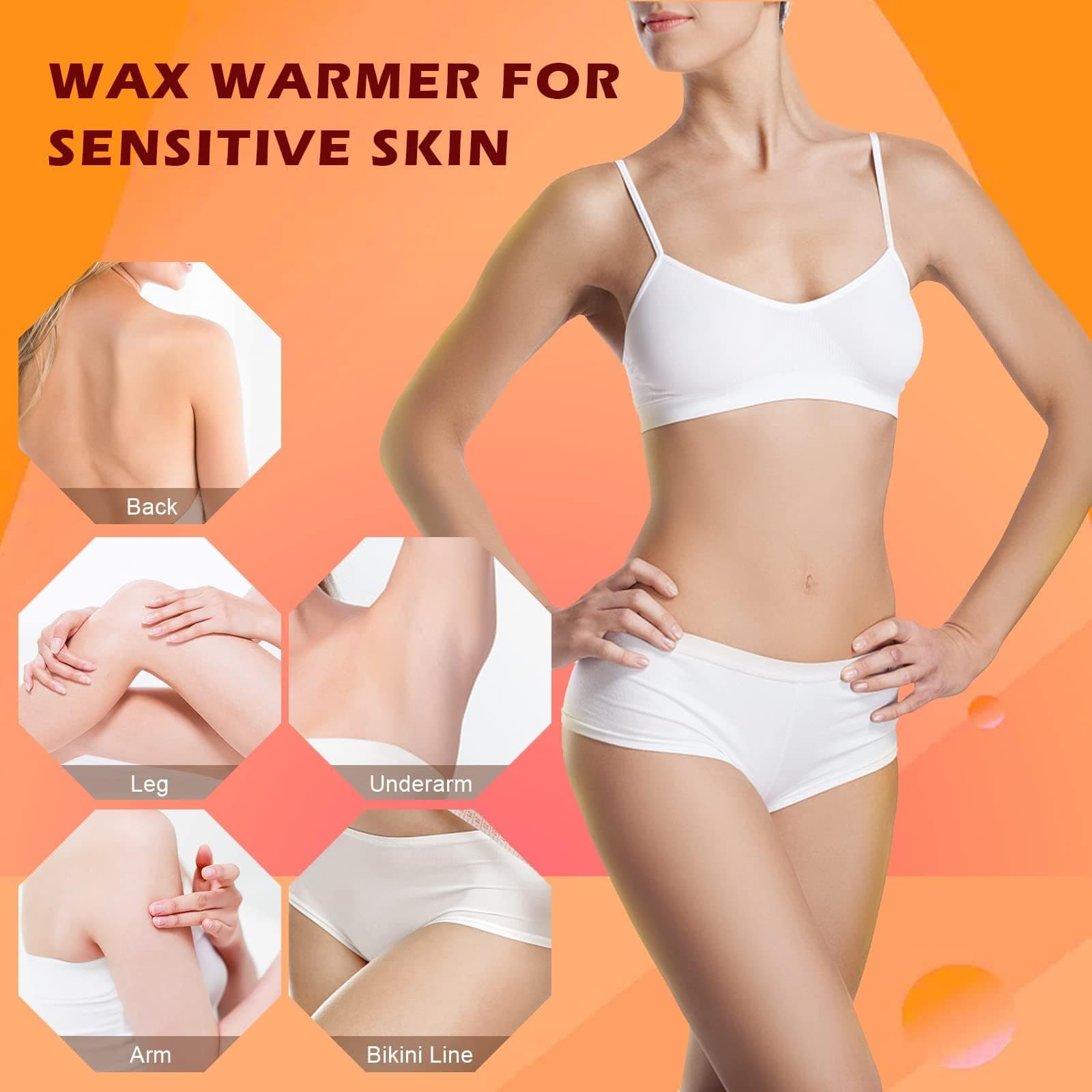 Digital Roll On Wax Kit, Honey Wax Roller Waxing Kit Roll On Wax Warmer for Hair Removal, Depilatory Roll On Wax Heater with 2 Cartridge Refill and 100 pcs Wax Strips for Sensitive Skin(Pink)