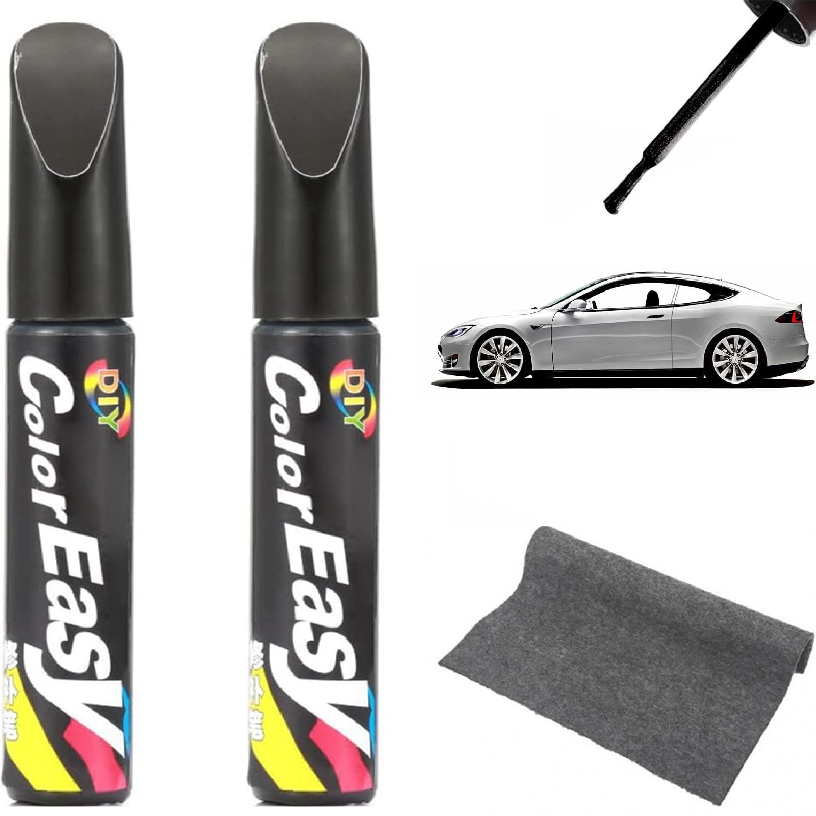 Car Touch Up Paint Pen,Car Scratch Remover Pen,Car Paint Scratch Repair Pen,Car Paint Repair Pen,Car Touch Up Pen,2PCS Car Paint Scratches Repair Pen Brush for Cars Trucks Motorcycles Boats (Black)