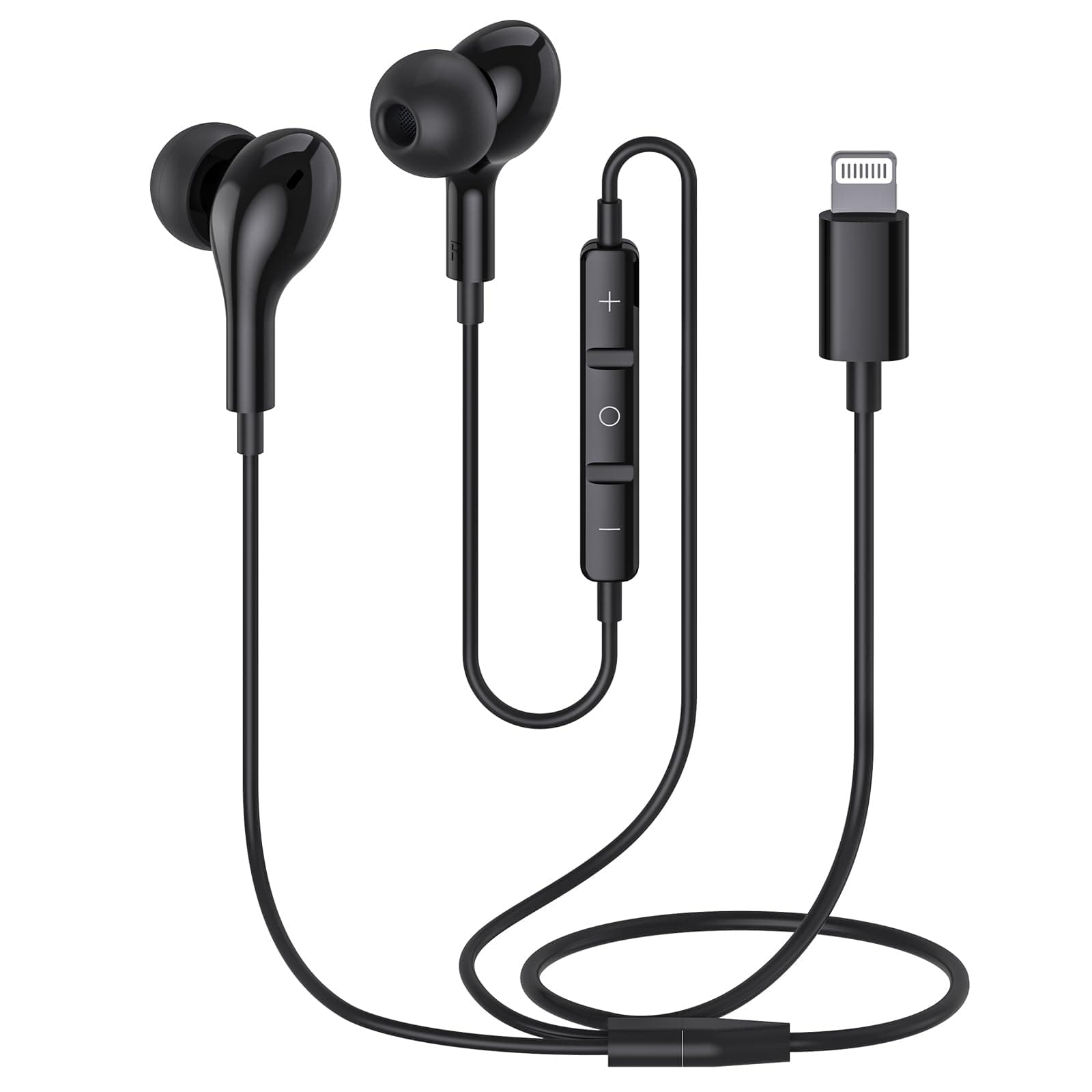 Lightning Earbuds - Mfi Certified, Wired With Microphone, Controller For Iphone 13/12/11 Pro Max/Xs/Xr/8/7 - Black In Ear