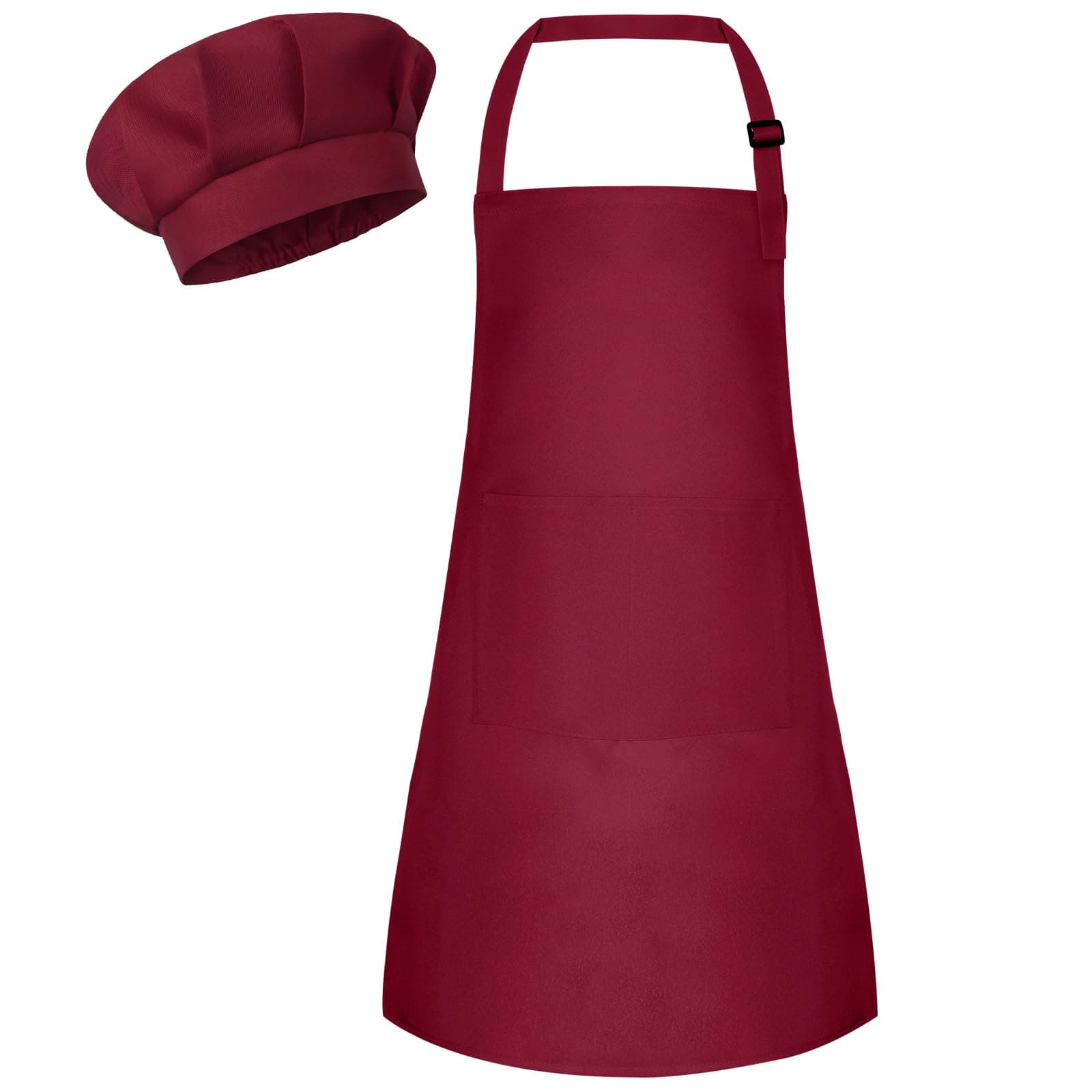 Kids Apron and Chef Hat Set Children Apron Adjustable with 2 Pockets Children Chef Painting for Cooking Baking