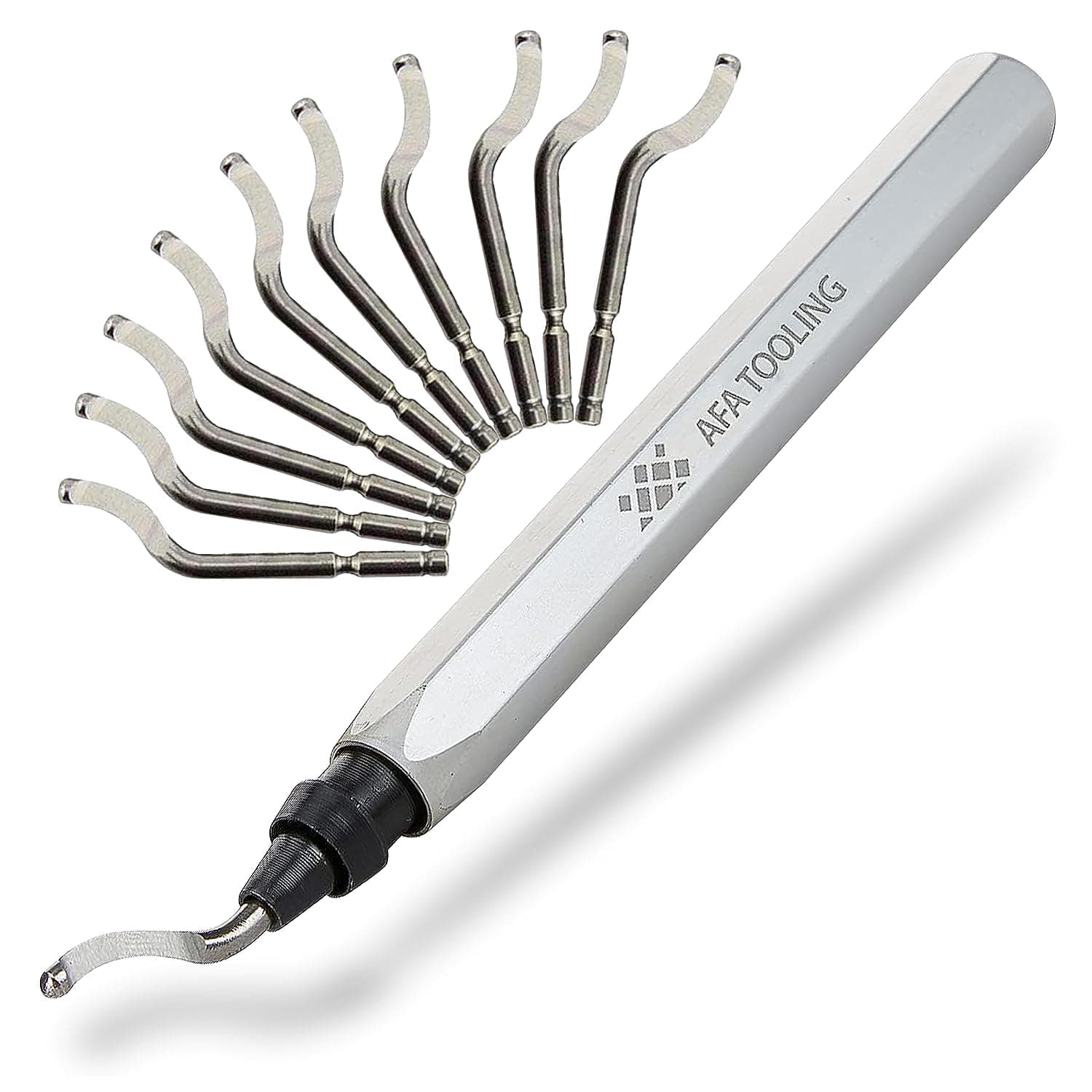 AFA Tooling - Deburring Tool Micro-Polished & Anodized Handle with 11 High-Speed Steel M2 Blades, Deburring Tool 3D Printing, Reamer Tool for Metal, PVC, Copper Pipe, Plastic, Resin & 3D Printed Edges