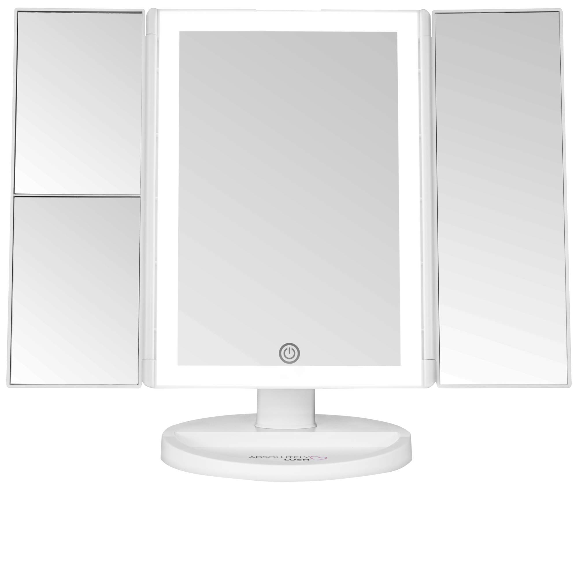 Luvly Trifold Vanity Mirror with LED Lights | Touch Screen Dimming - 1x 2X 3X Magnification - Portable Makeup Mirror