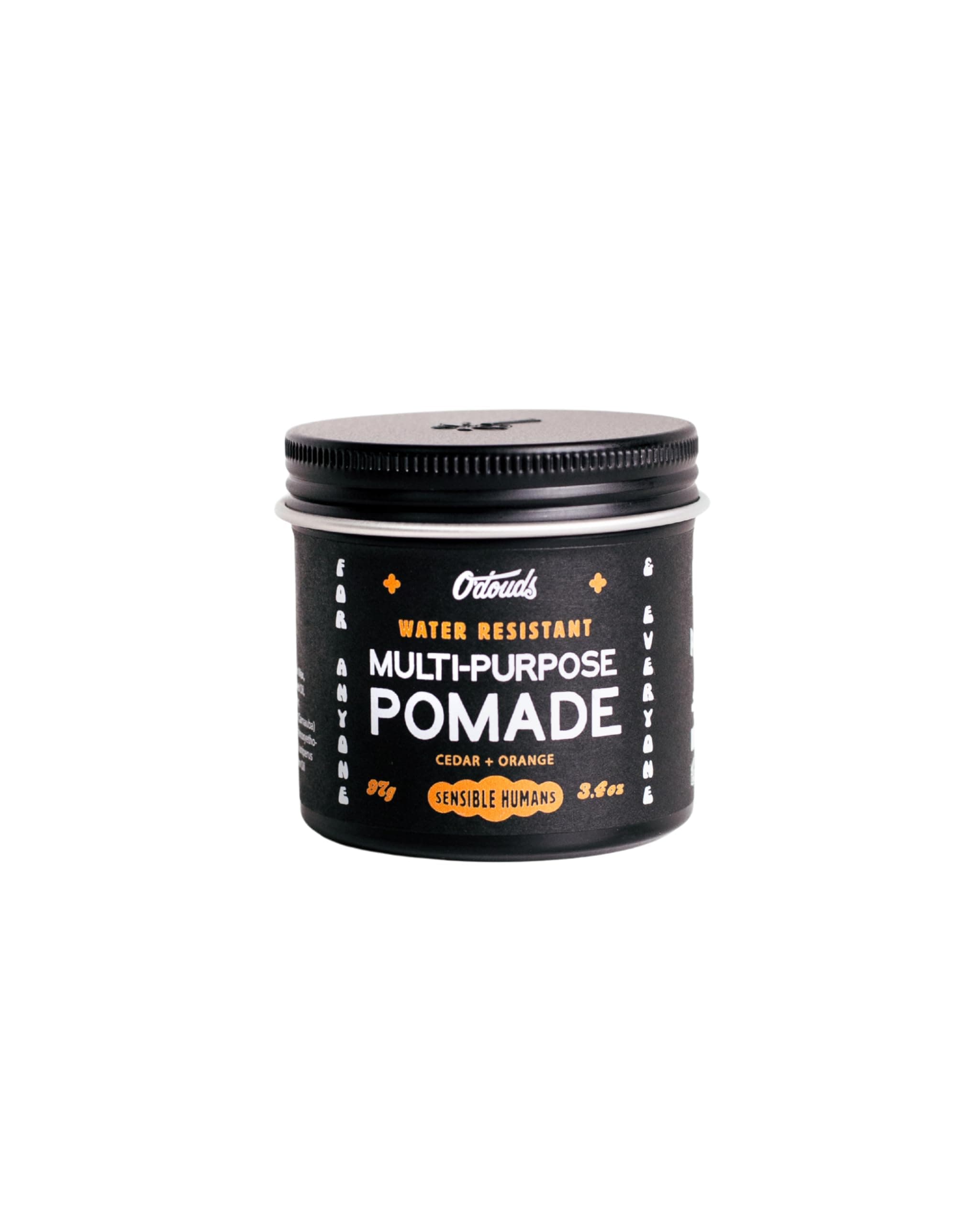 - Multi-Purpose Pomade - Water-Resistant Styling Pomade for Men - Natural, Plant-Based Ingredients - Firm hold with Medium to High Shine - Cedarwood & Orange Scent (3.4oz)