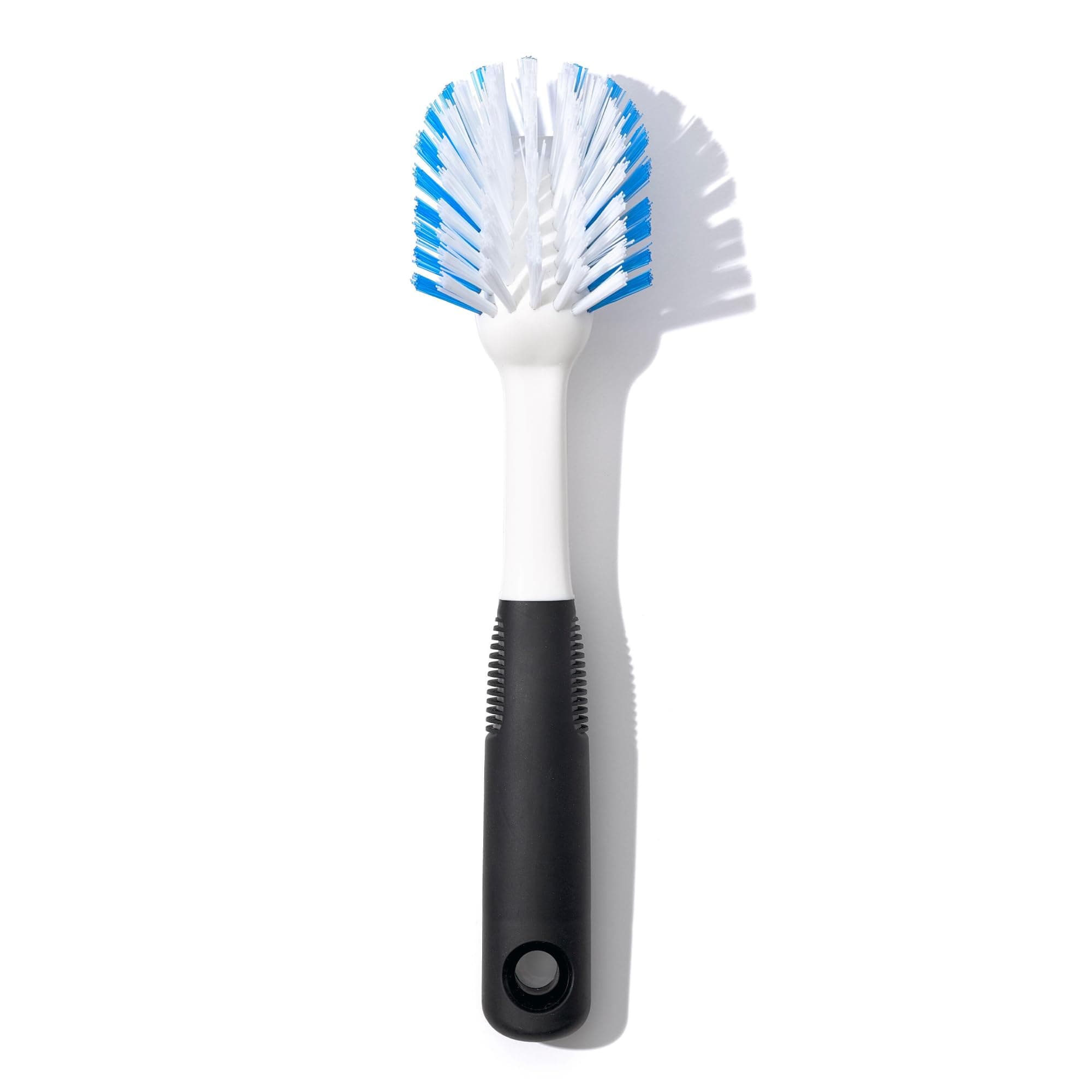 OXO Good Grips Dish Brush, Nylon Bristles with Built-in Scraper, Safe for Non-Stick Cookware, Non-Slip Handle, Dishwasher Safe